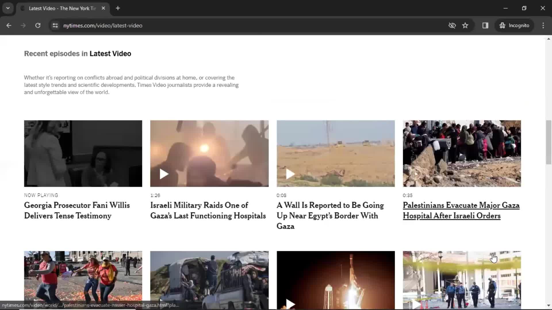 Discovering content on The New York Times video thumbnail