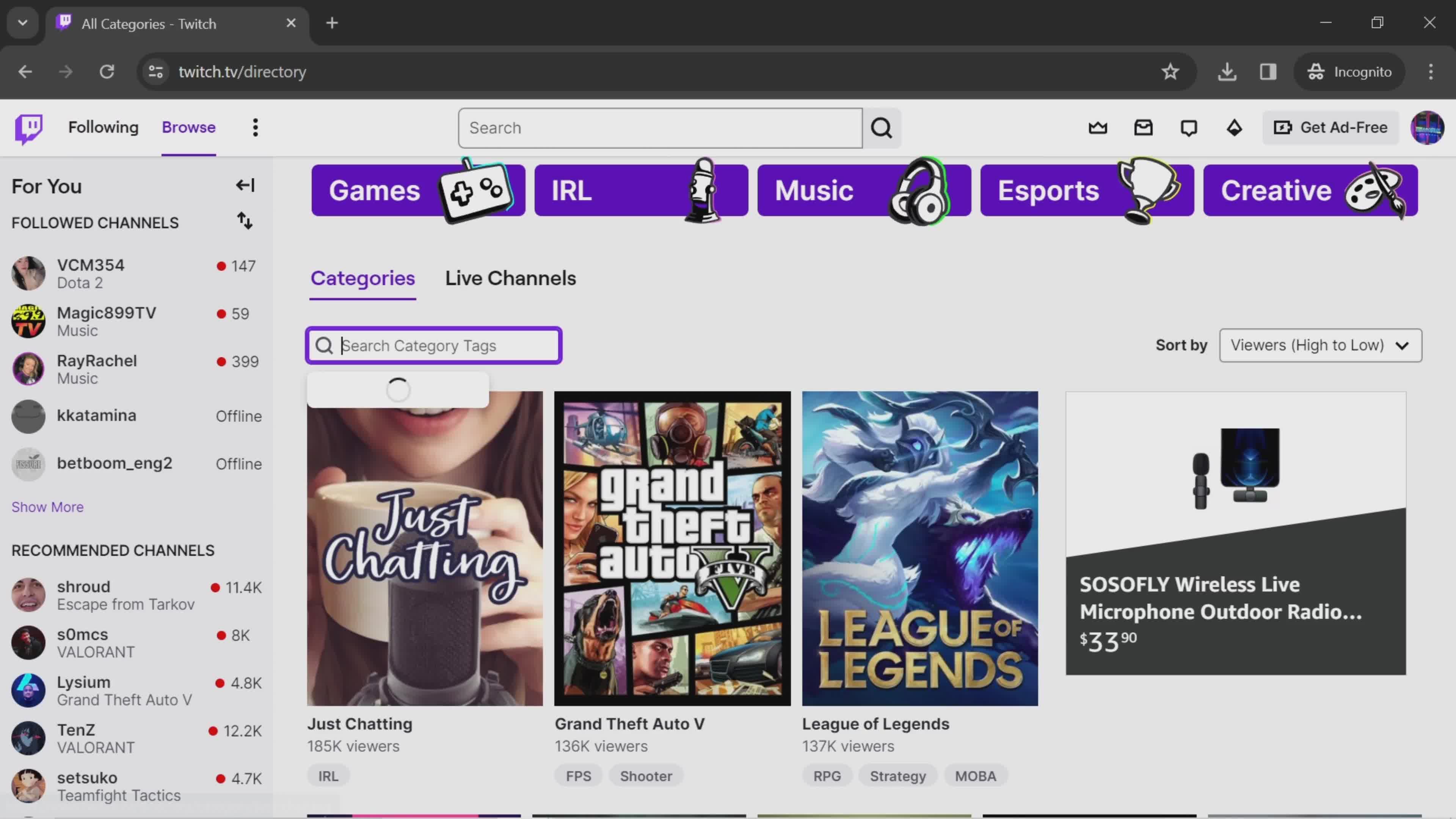 Discovering content on Twitch video thumbnail