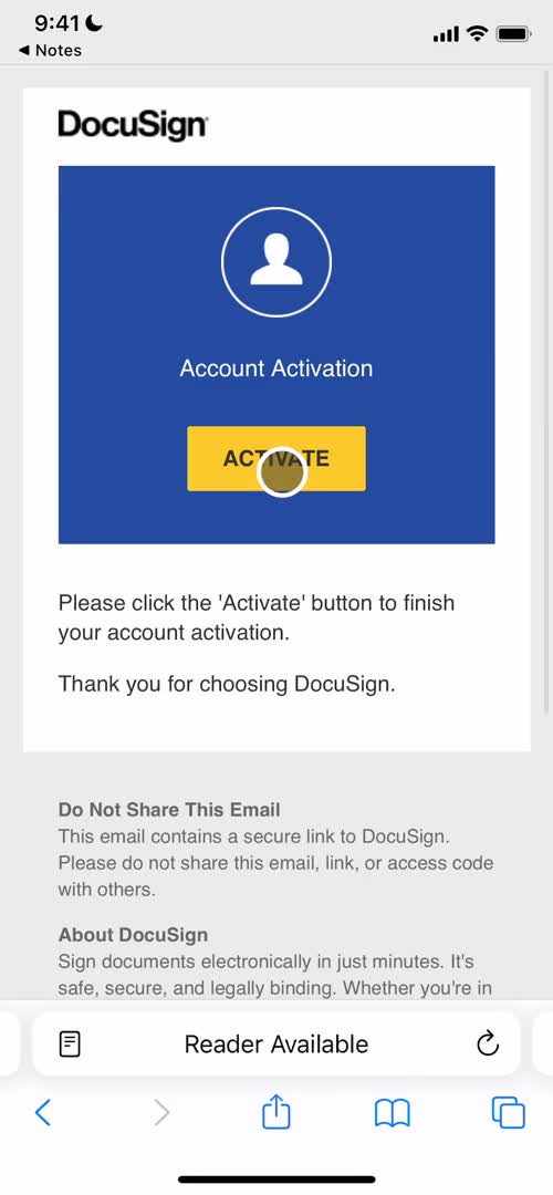 DocuSign verify email screenshot