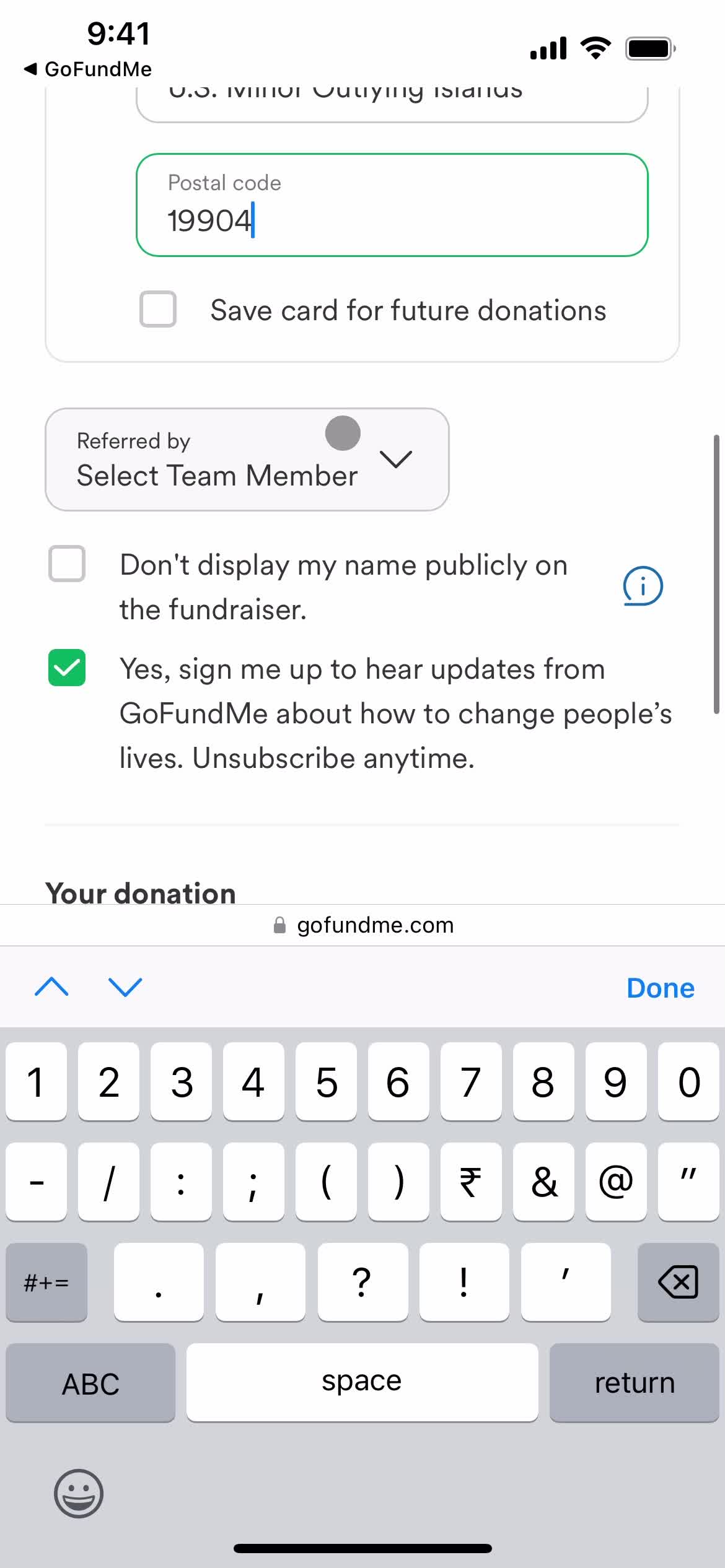 Donating screenshot