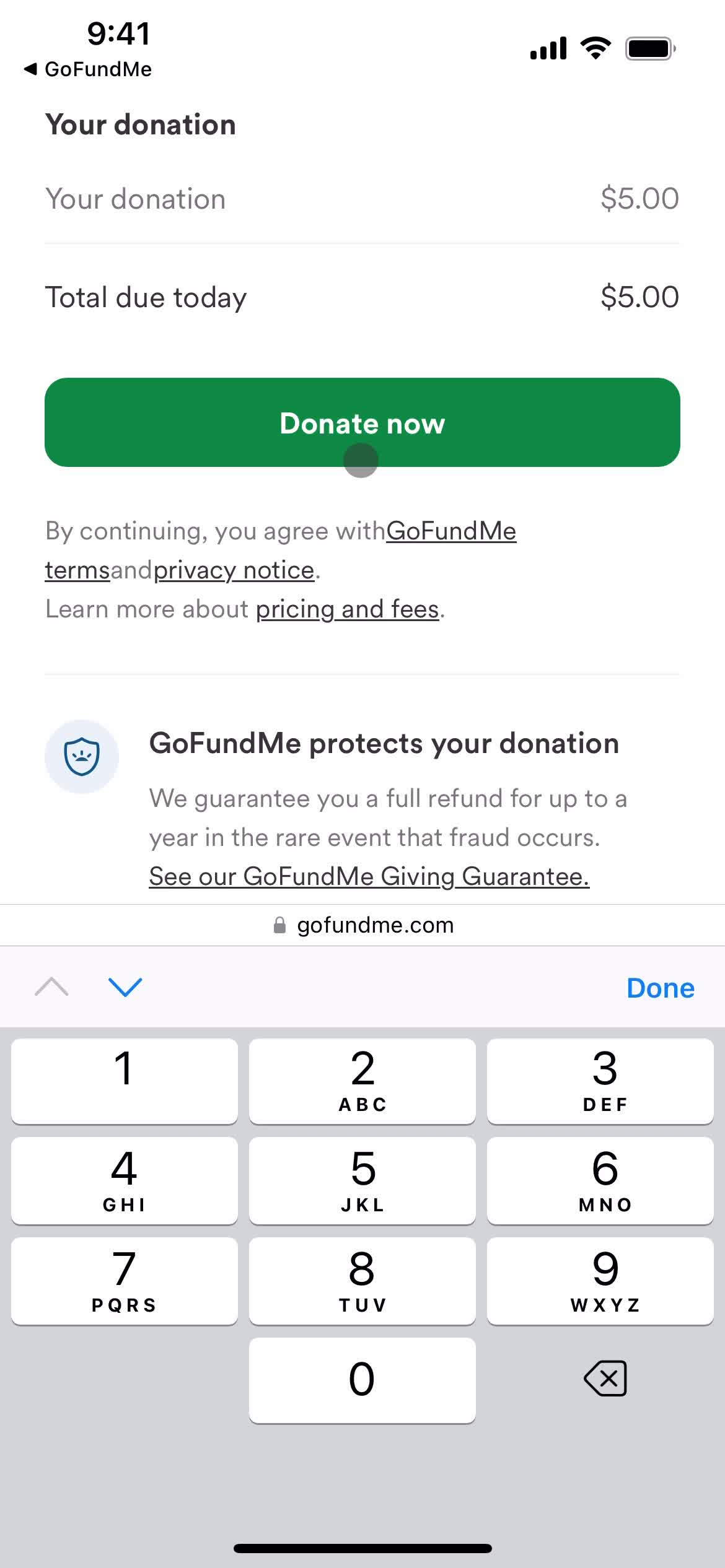 Donating screenshot