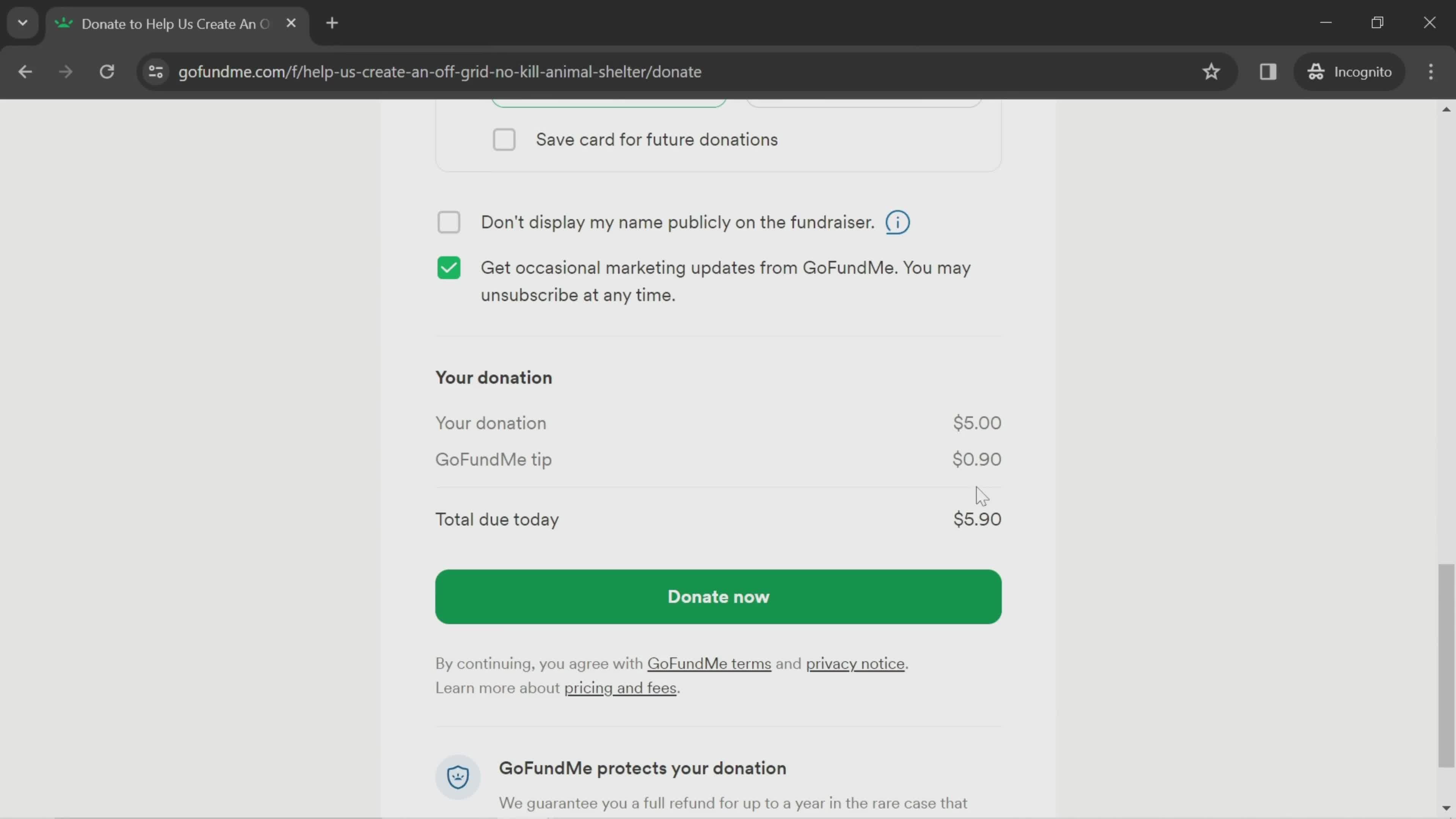 Donating screenshot