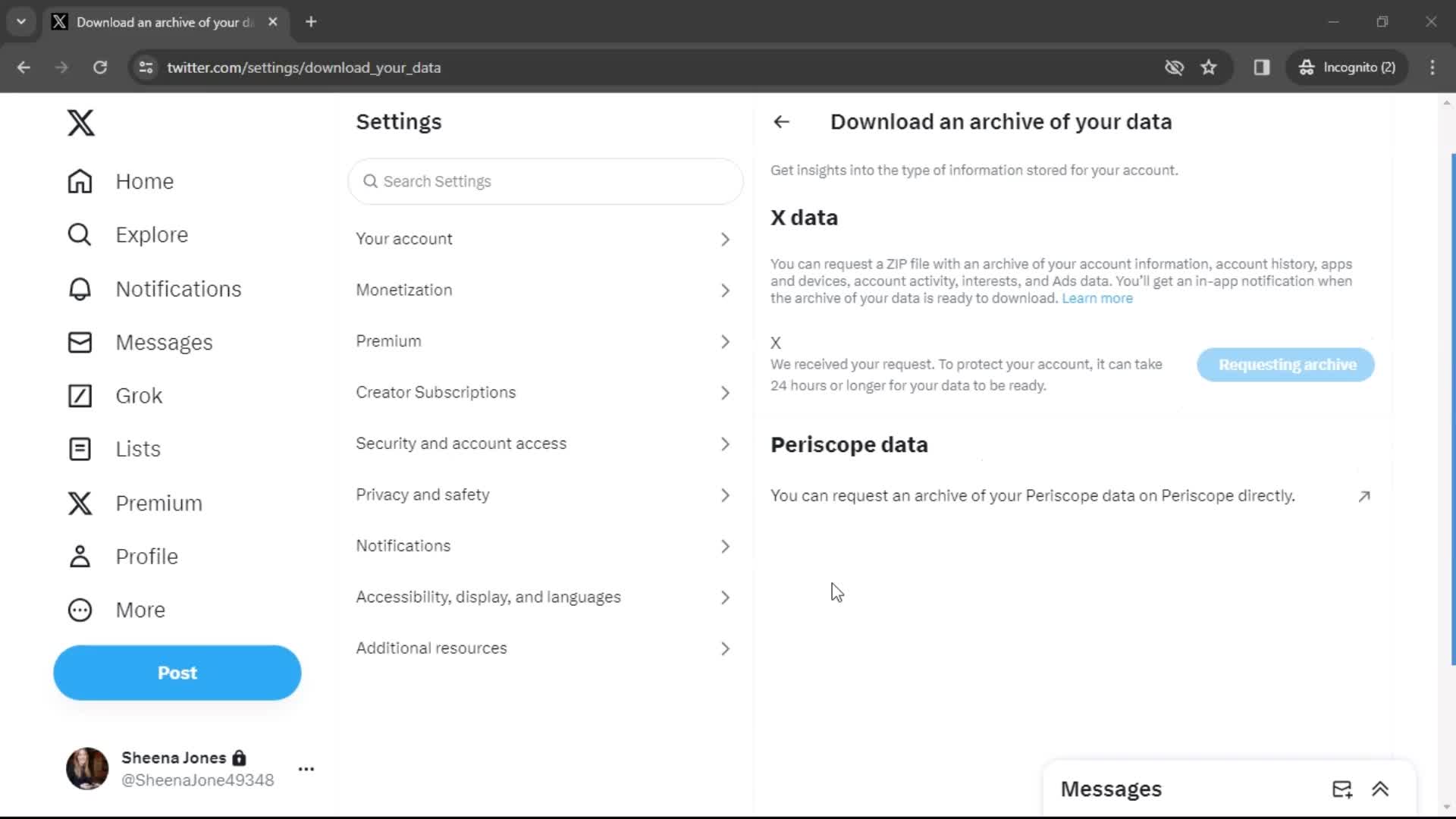 Downloading data screenshot