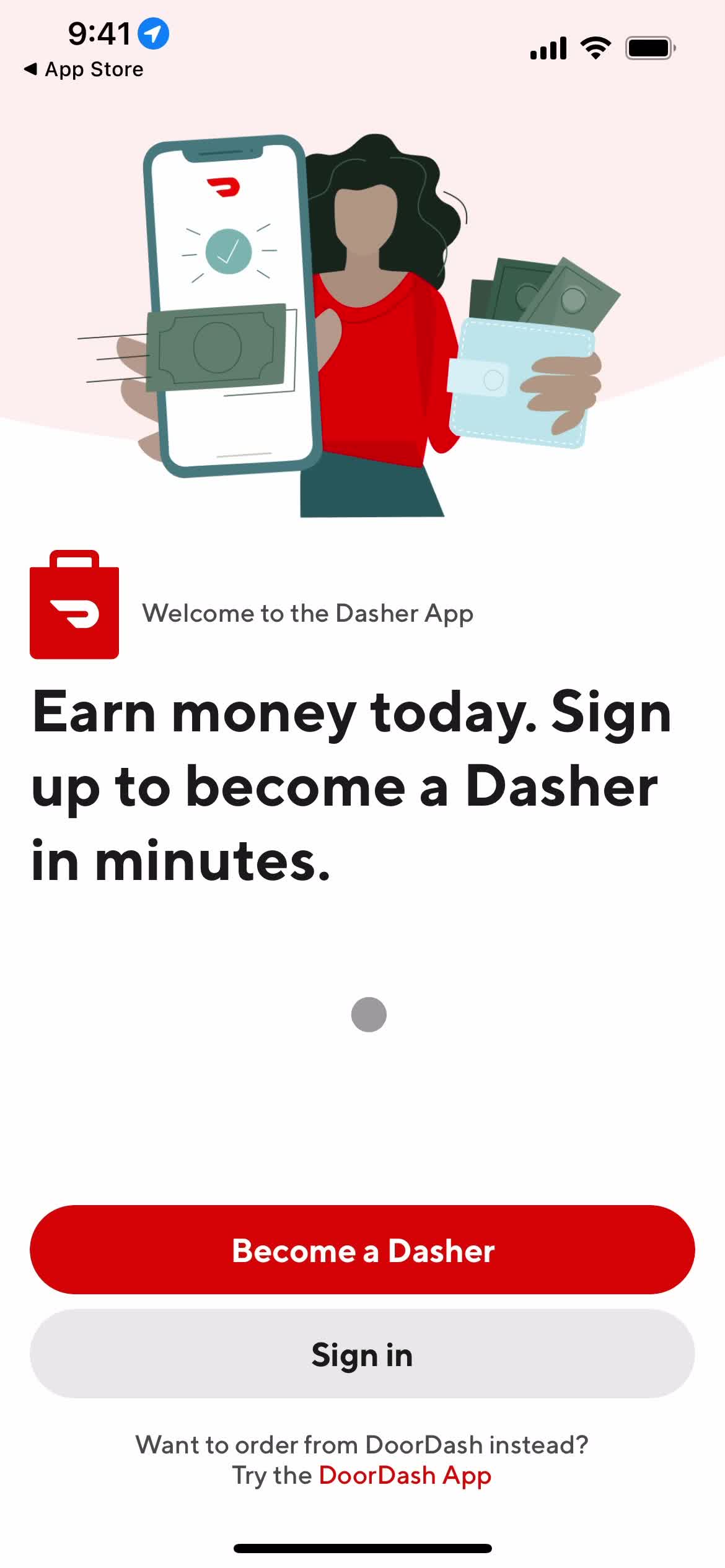 Screenshot of Start screen on Driver signup on DoorDash user flow