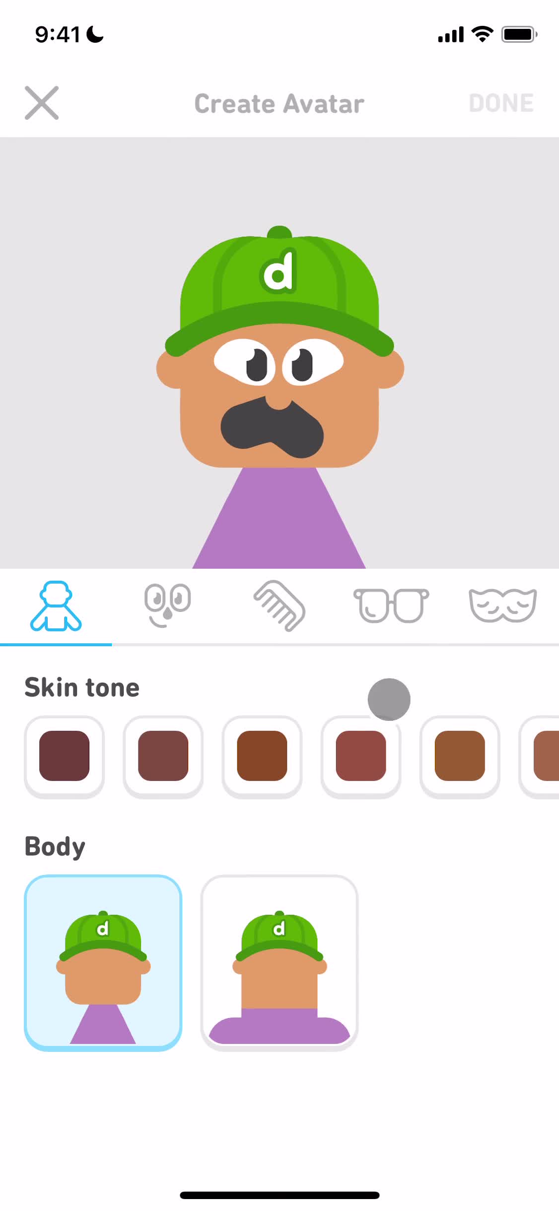 Duolingo create avatar screenshot