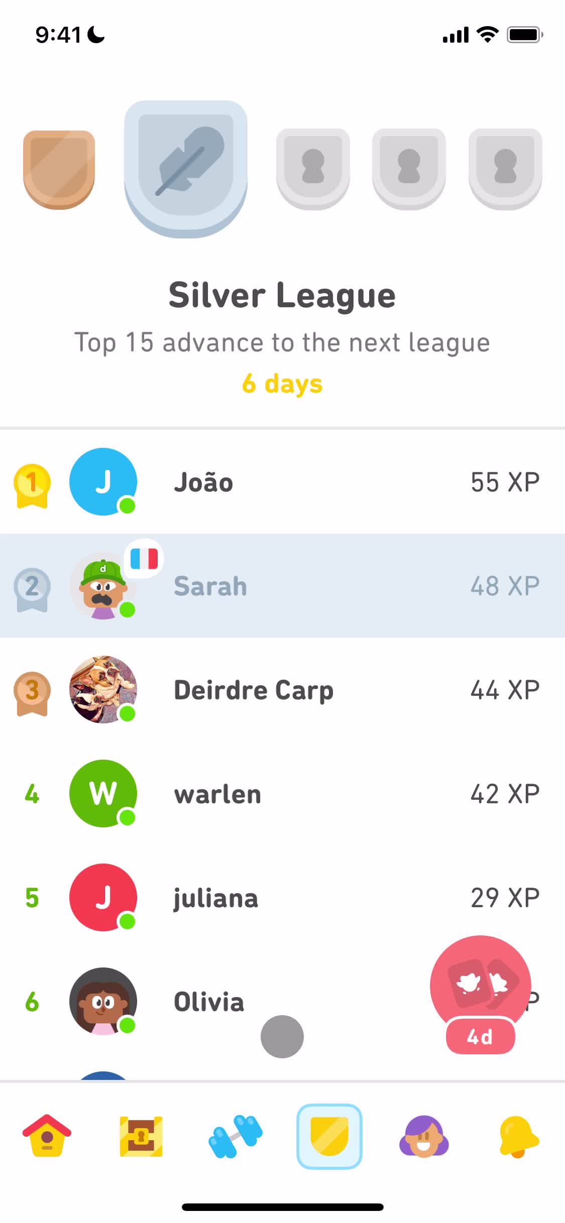 Duolingo leaderboard screenshot
