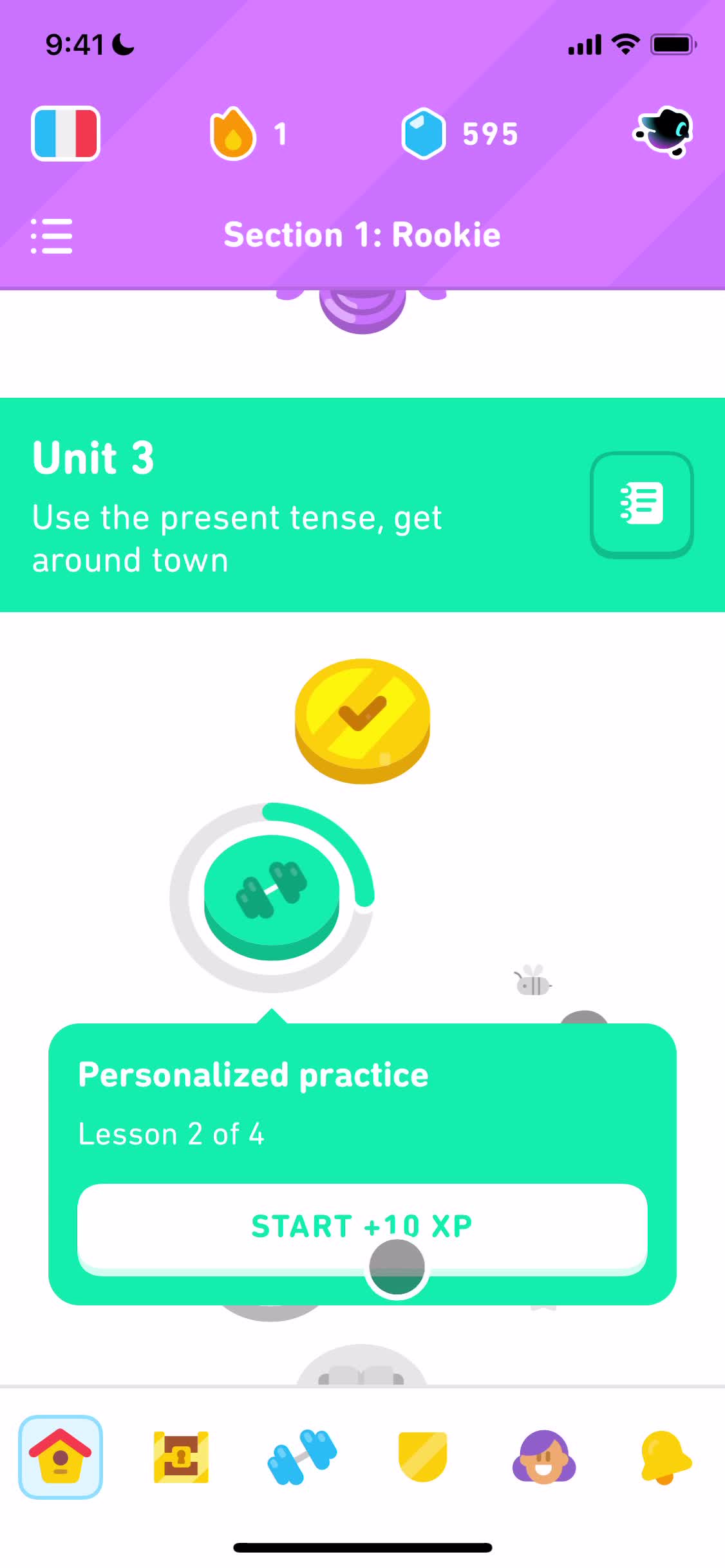 Screenshot of Start quiz on General browsing on Duolingo user flow