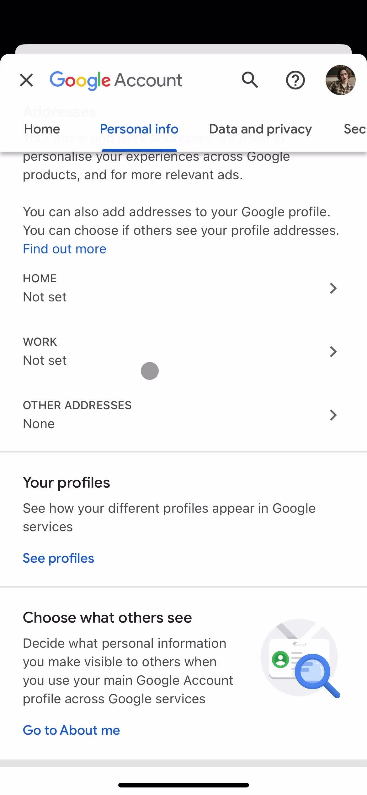 Updating your profile screenshot