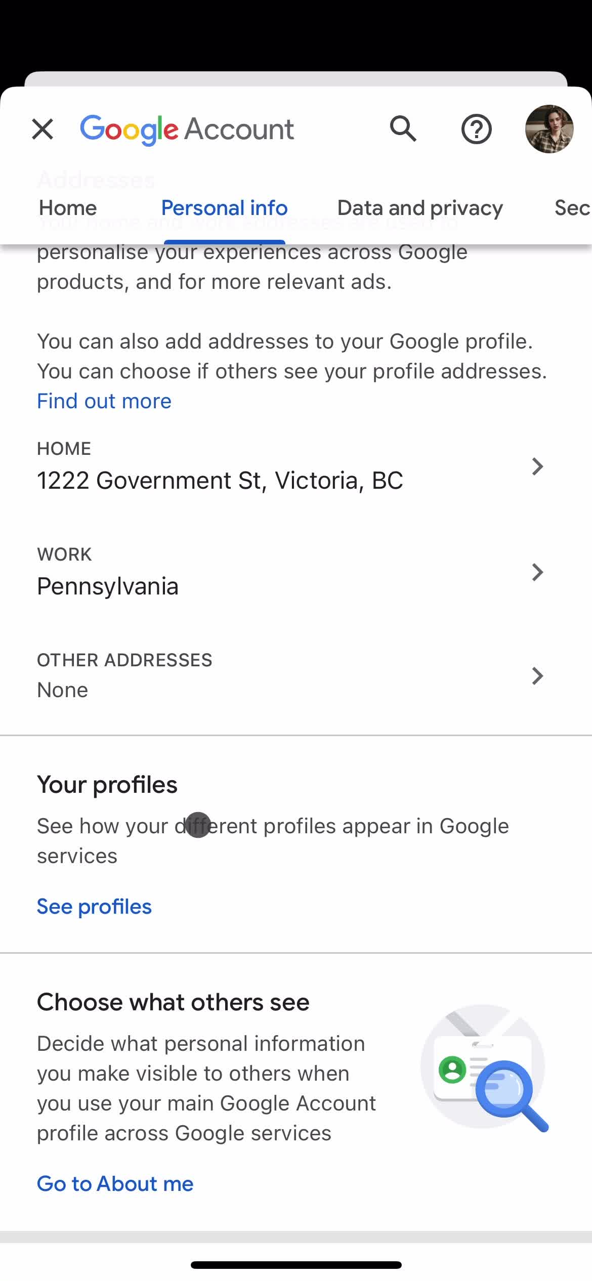 Updating your profile screenshot