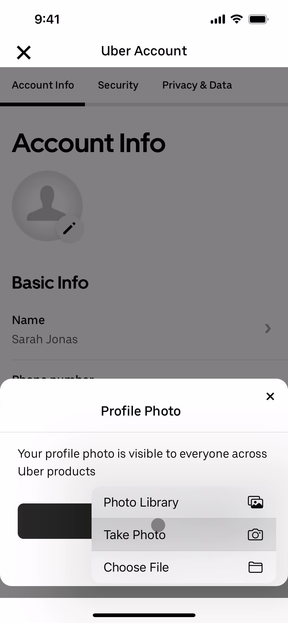 Updating your profile screenshot