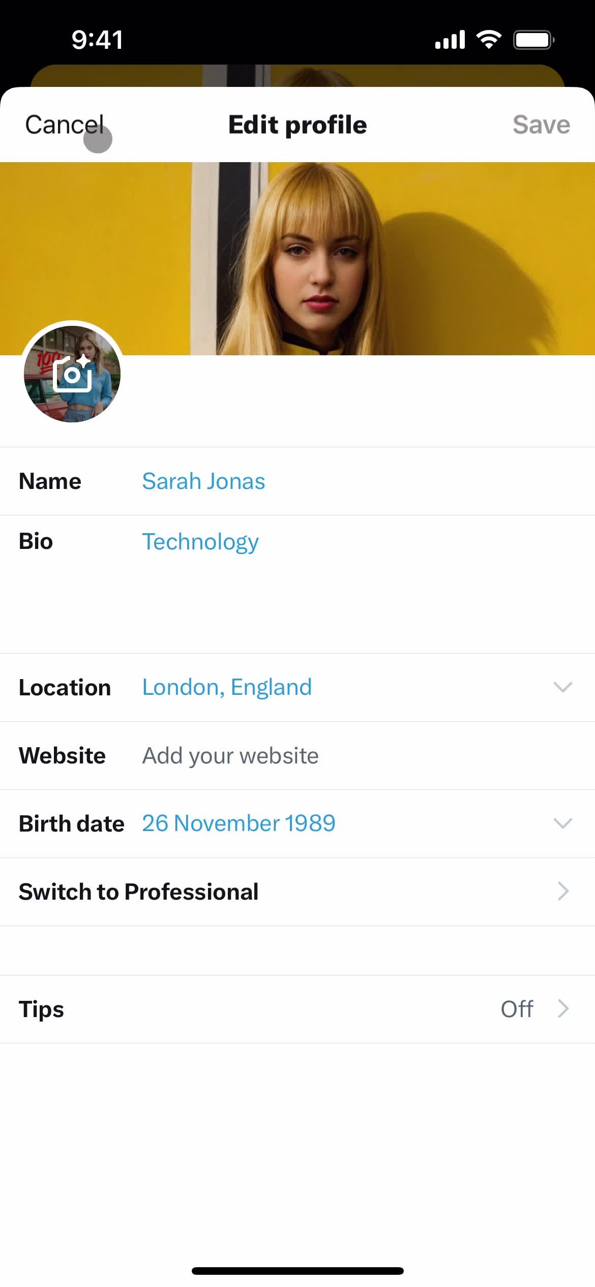 Updating your profile screenshot