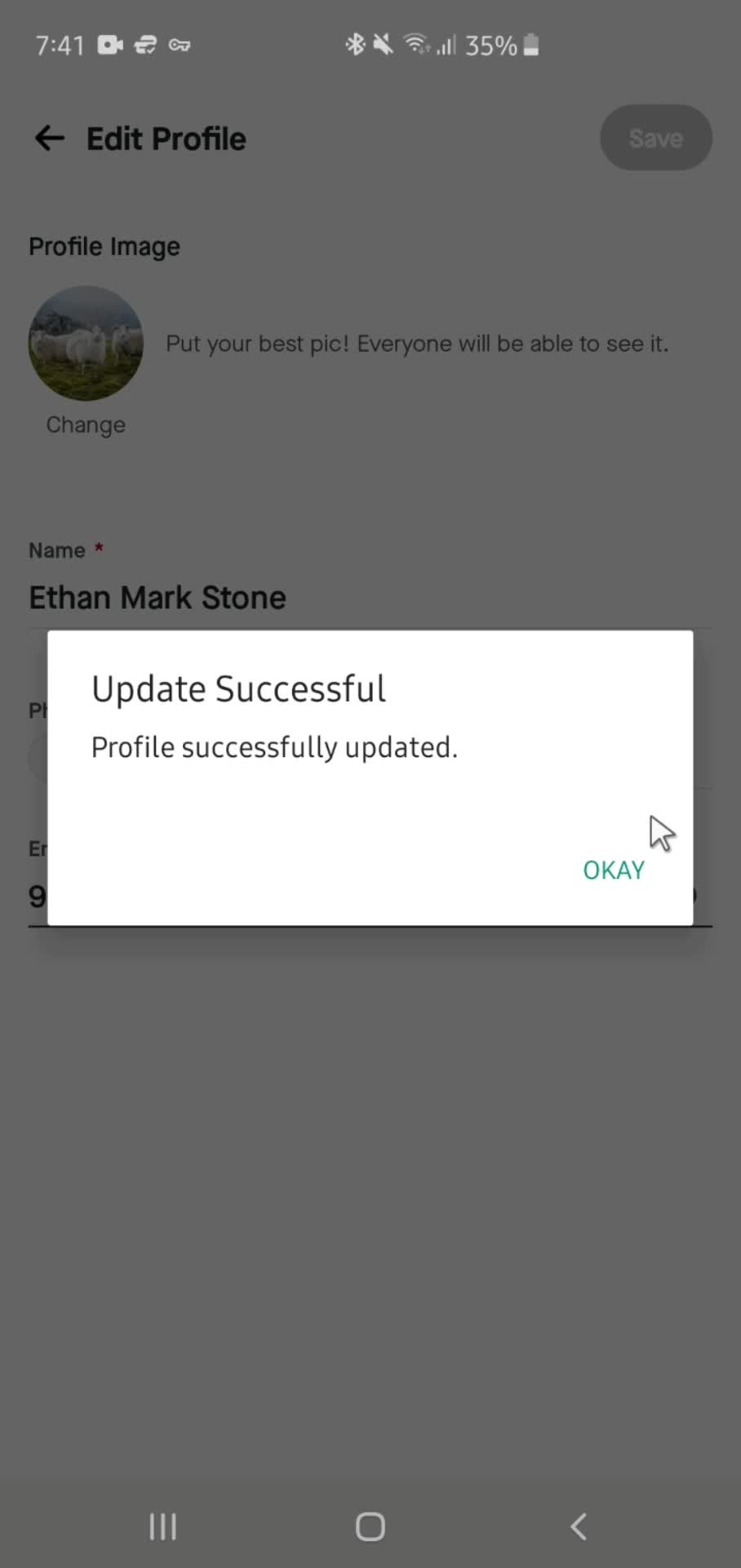 Updating your profile screenshot