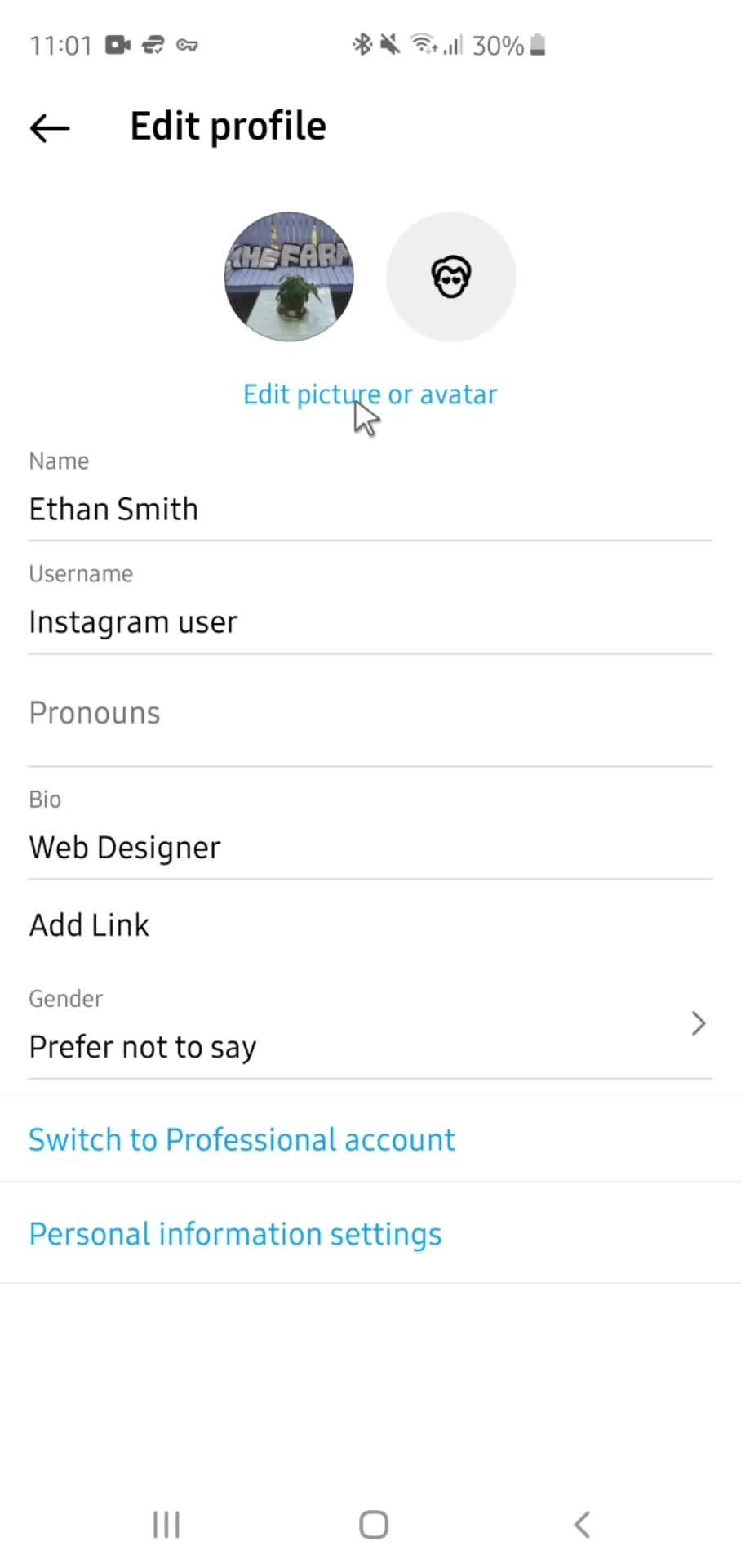 Updating your profile screenshot