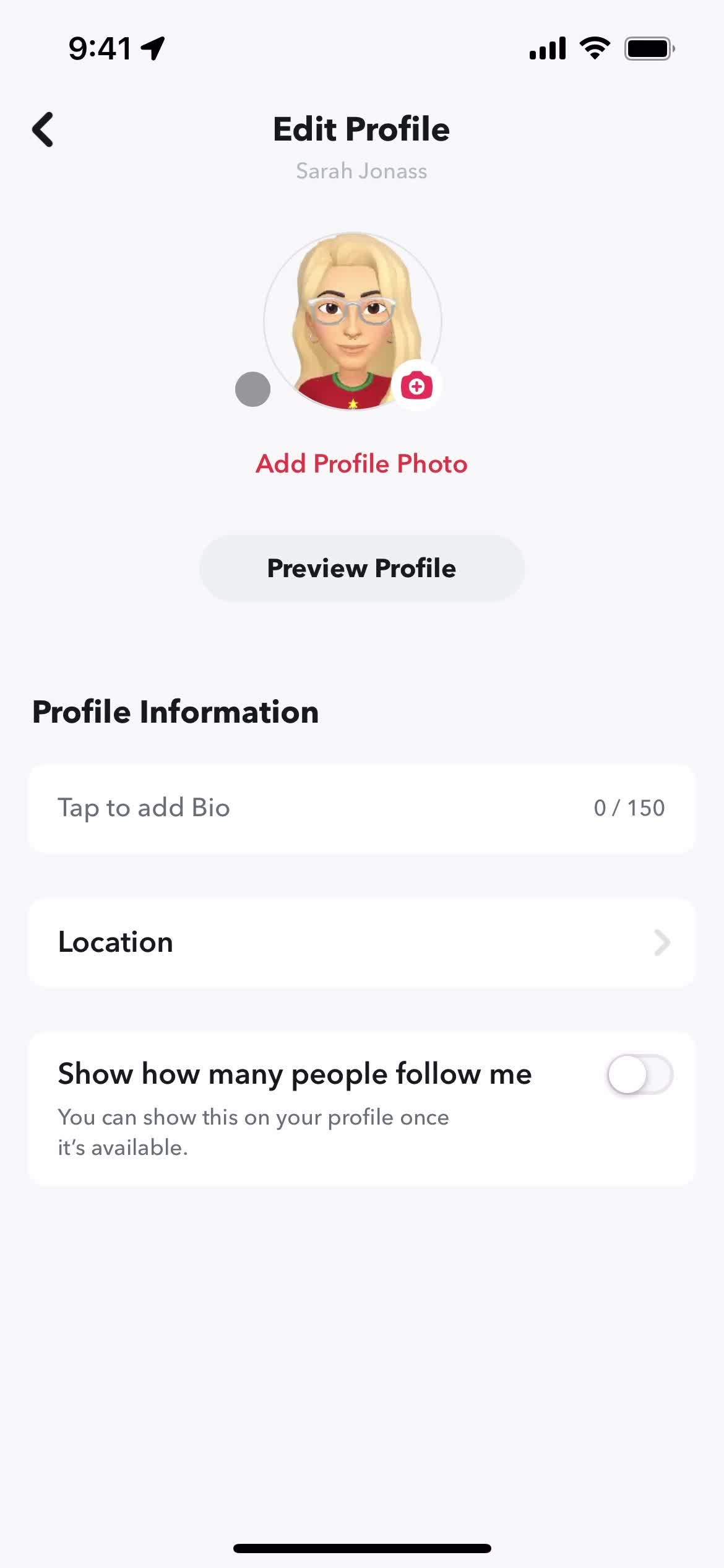 Updating your profile screenshot