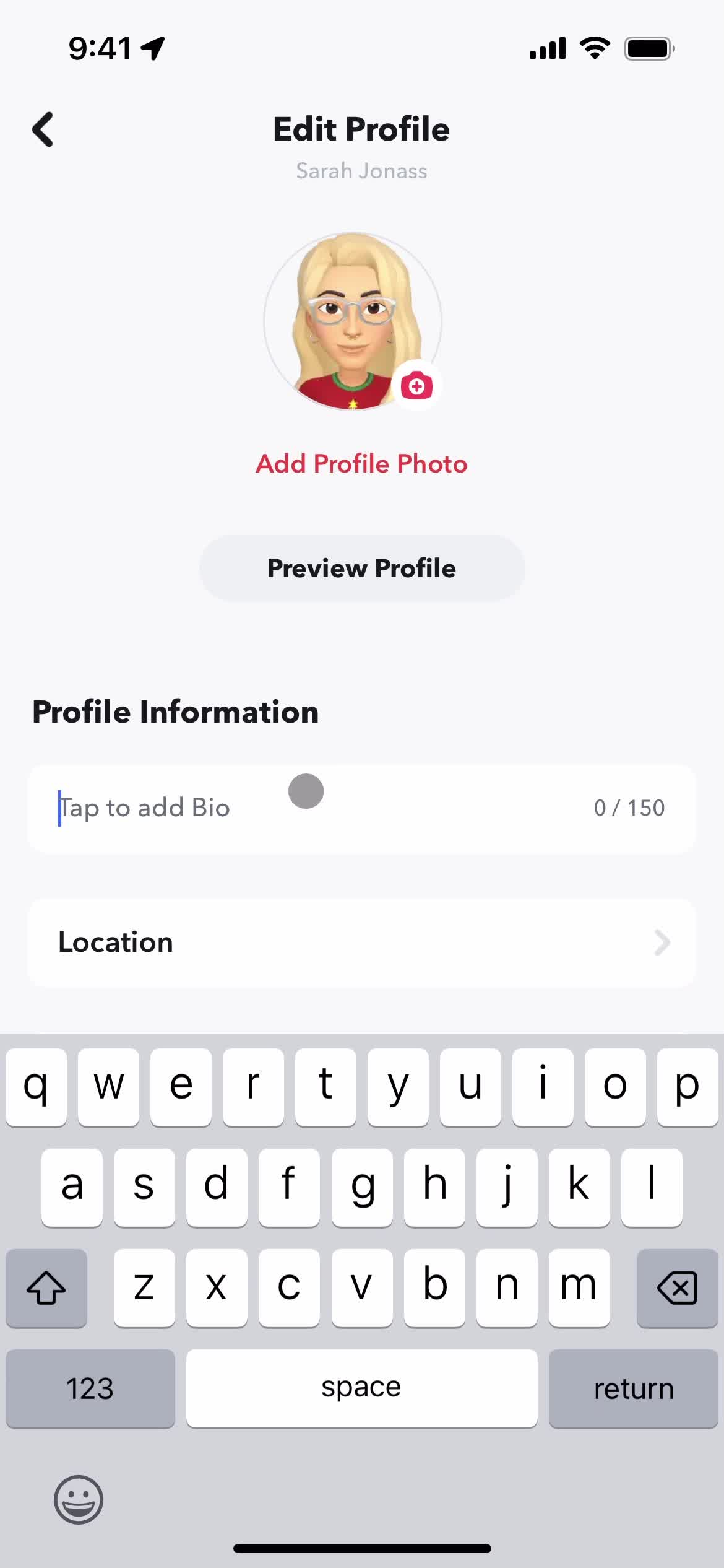 Updating your profile screenshot