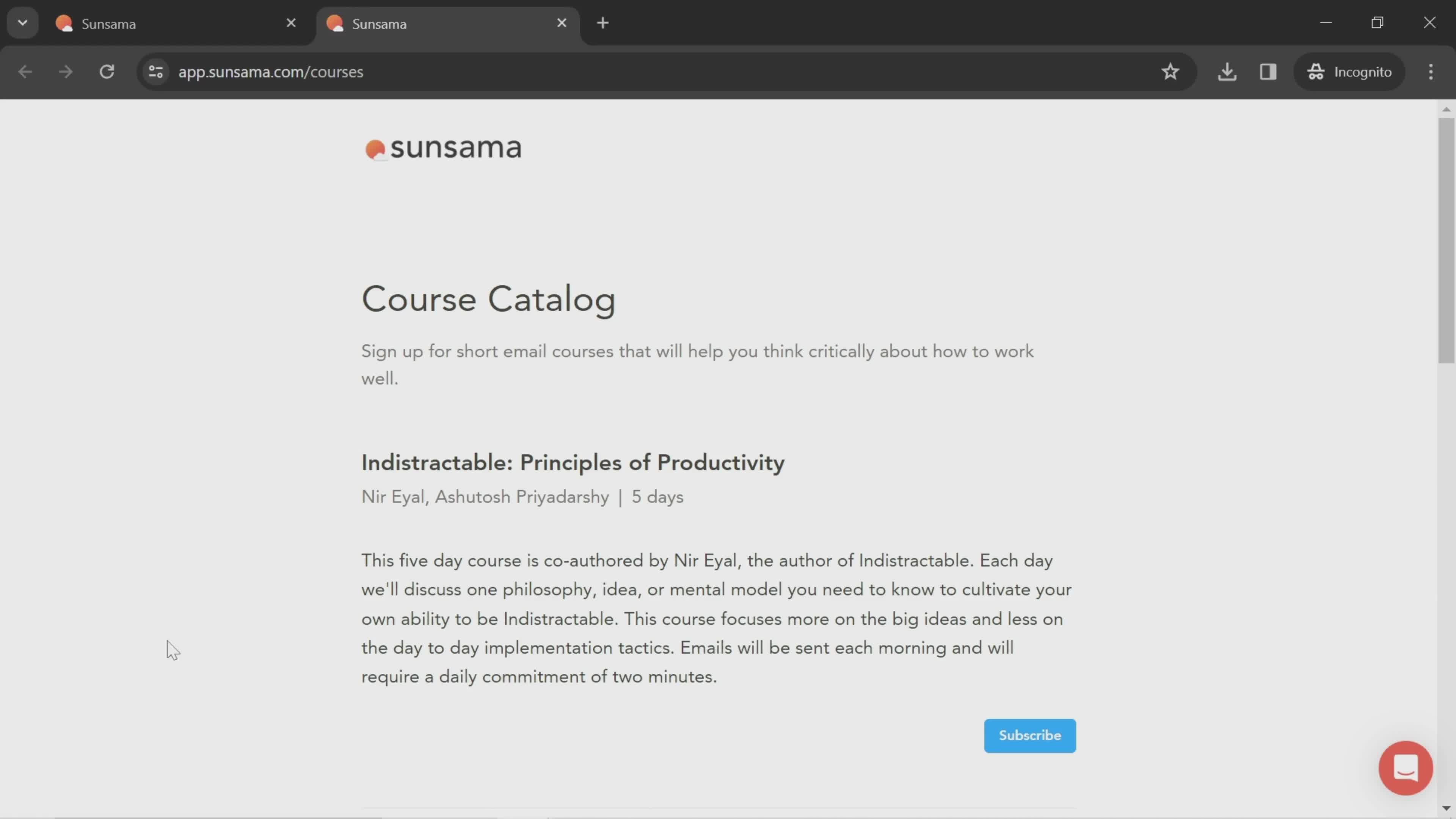 Email courses screenshot