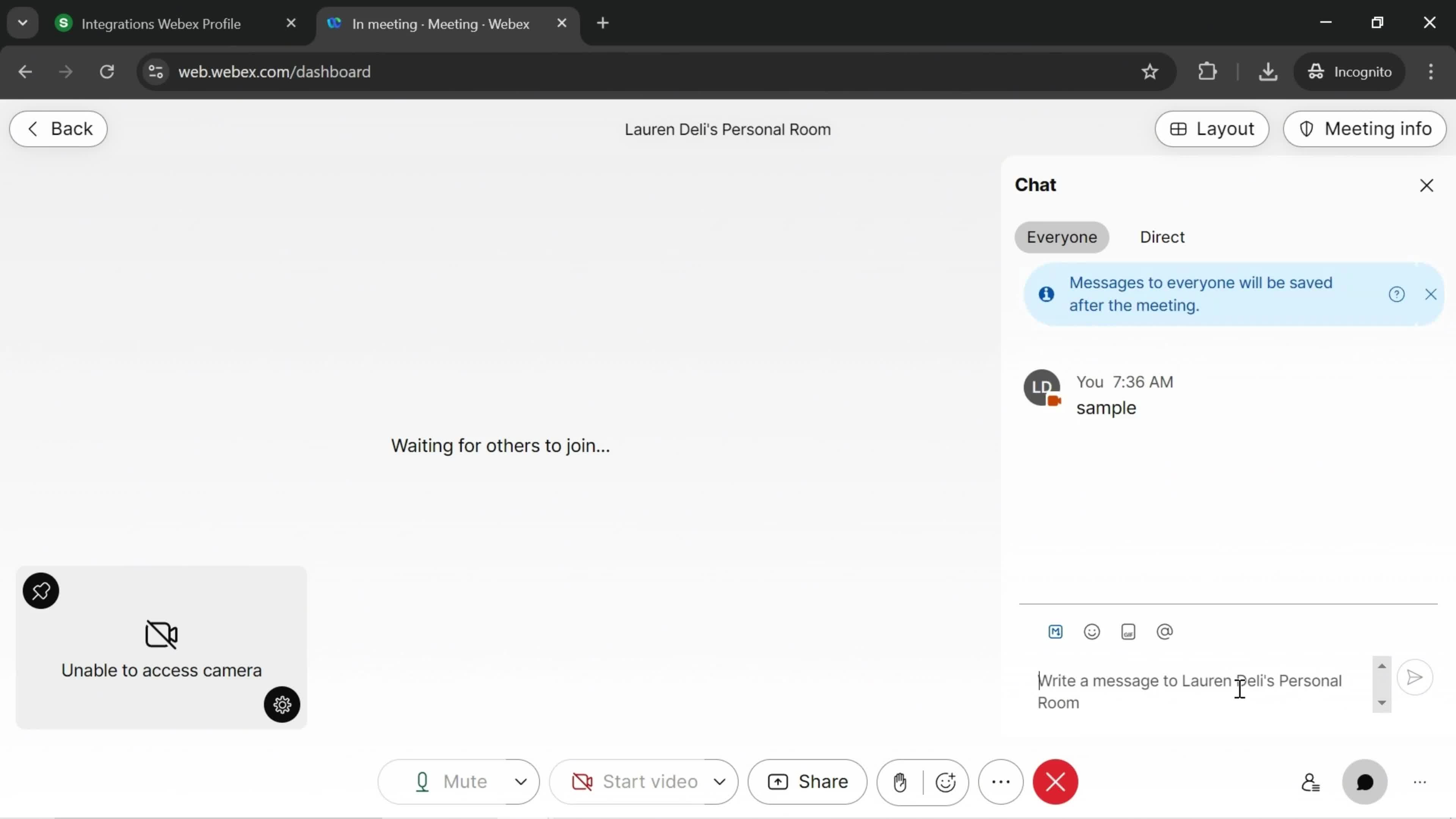 Enabling Slido on Webex screenshot