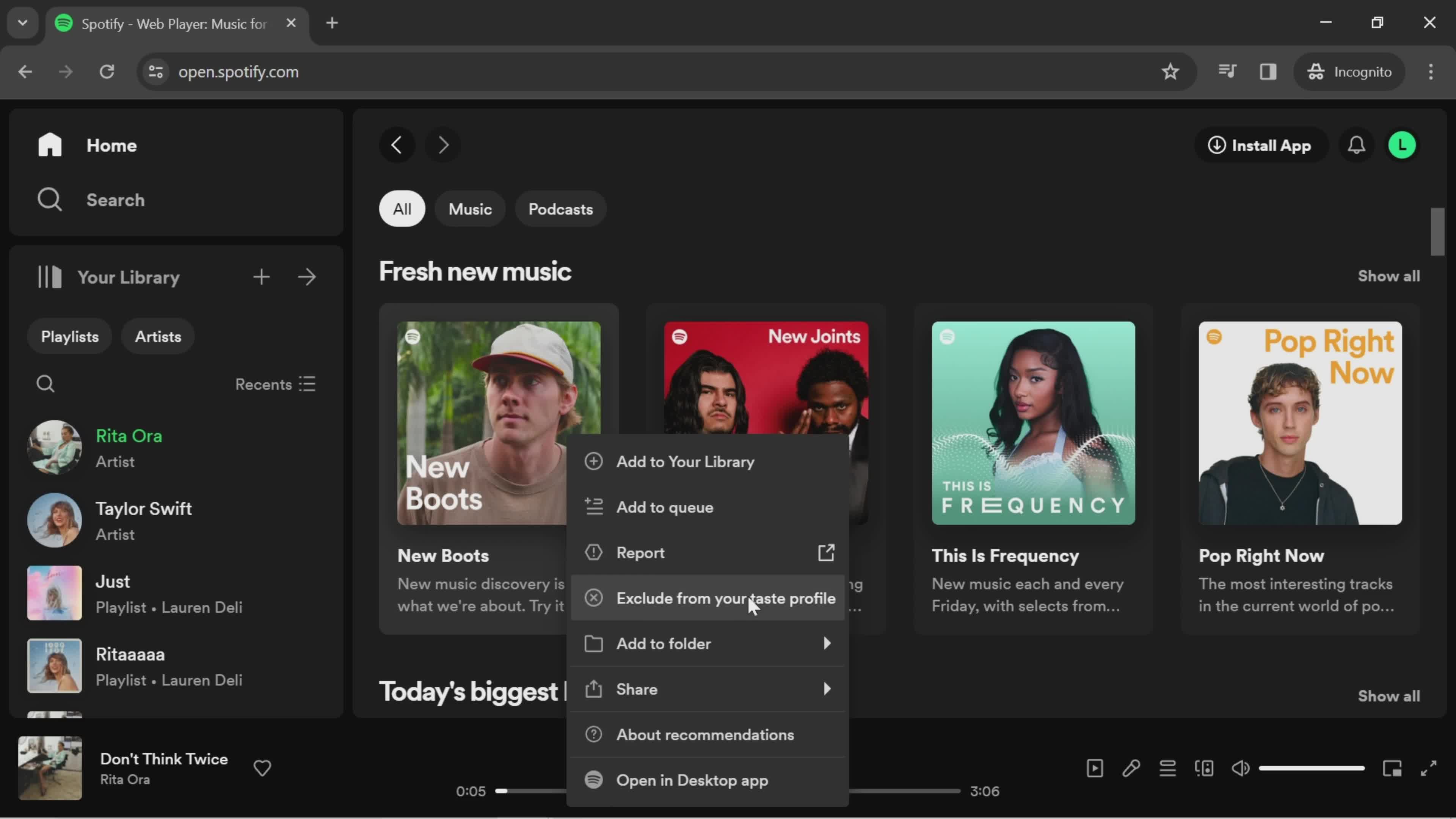 Excluding from your taste profile on Spotify video thumbnail