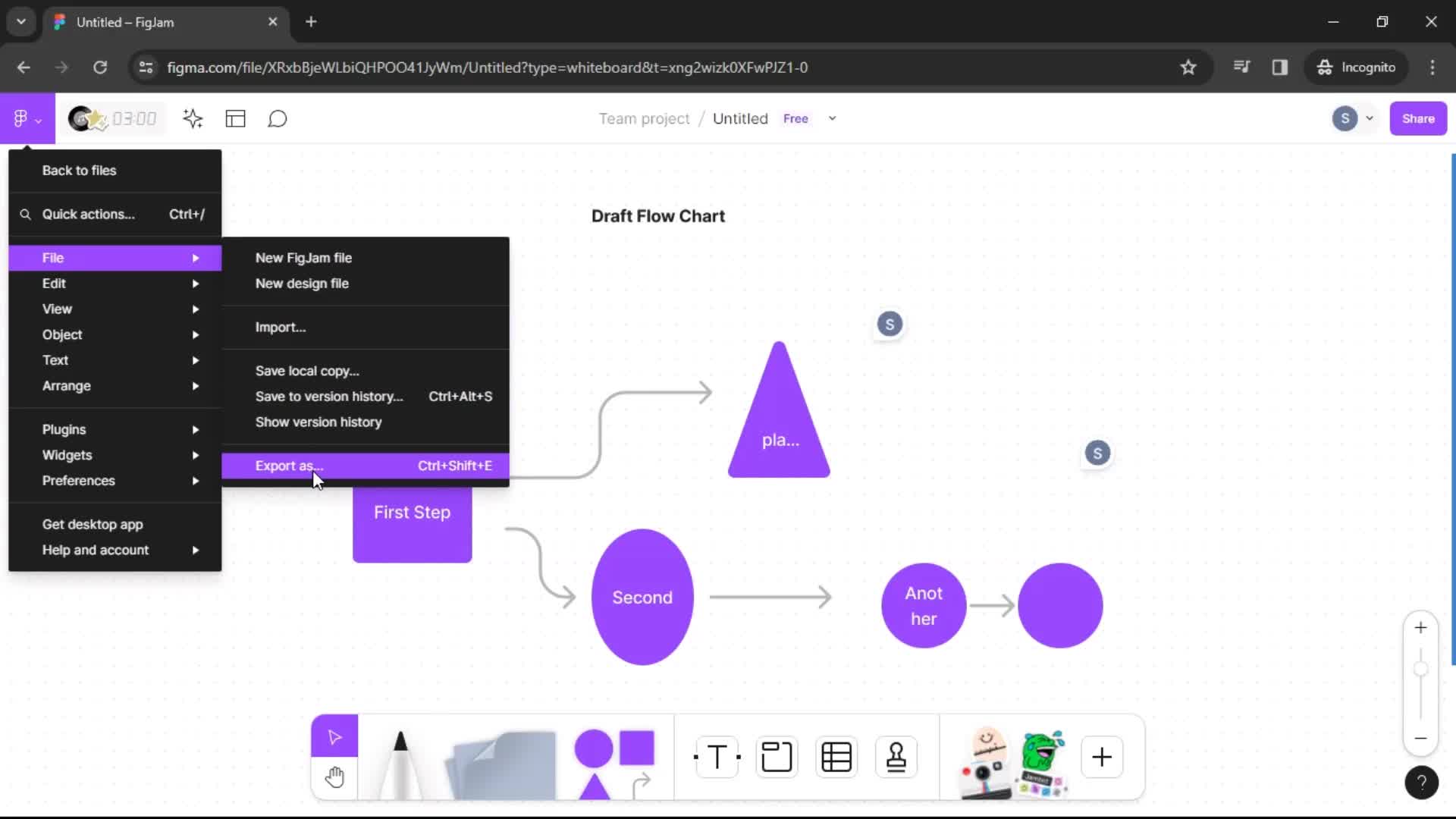 Exporting a flowchart screenshot