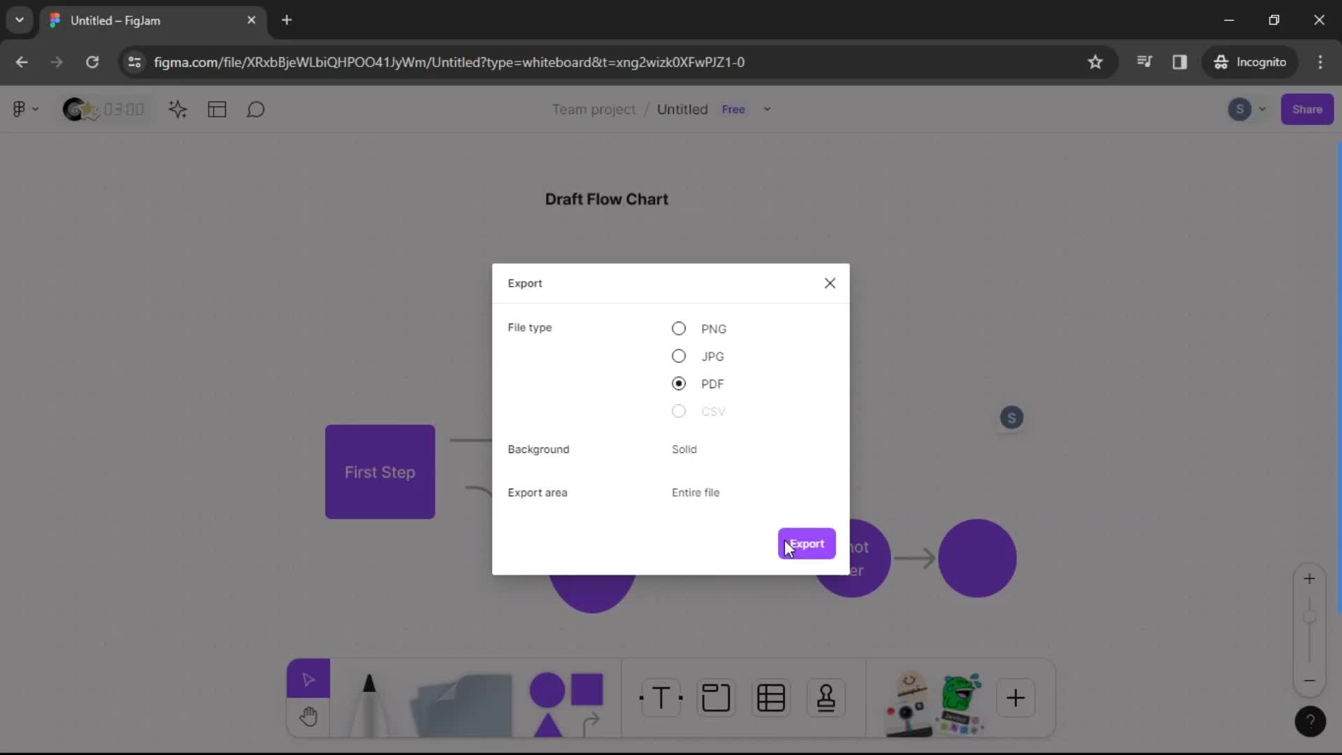 Exporting a flowchart screenshot