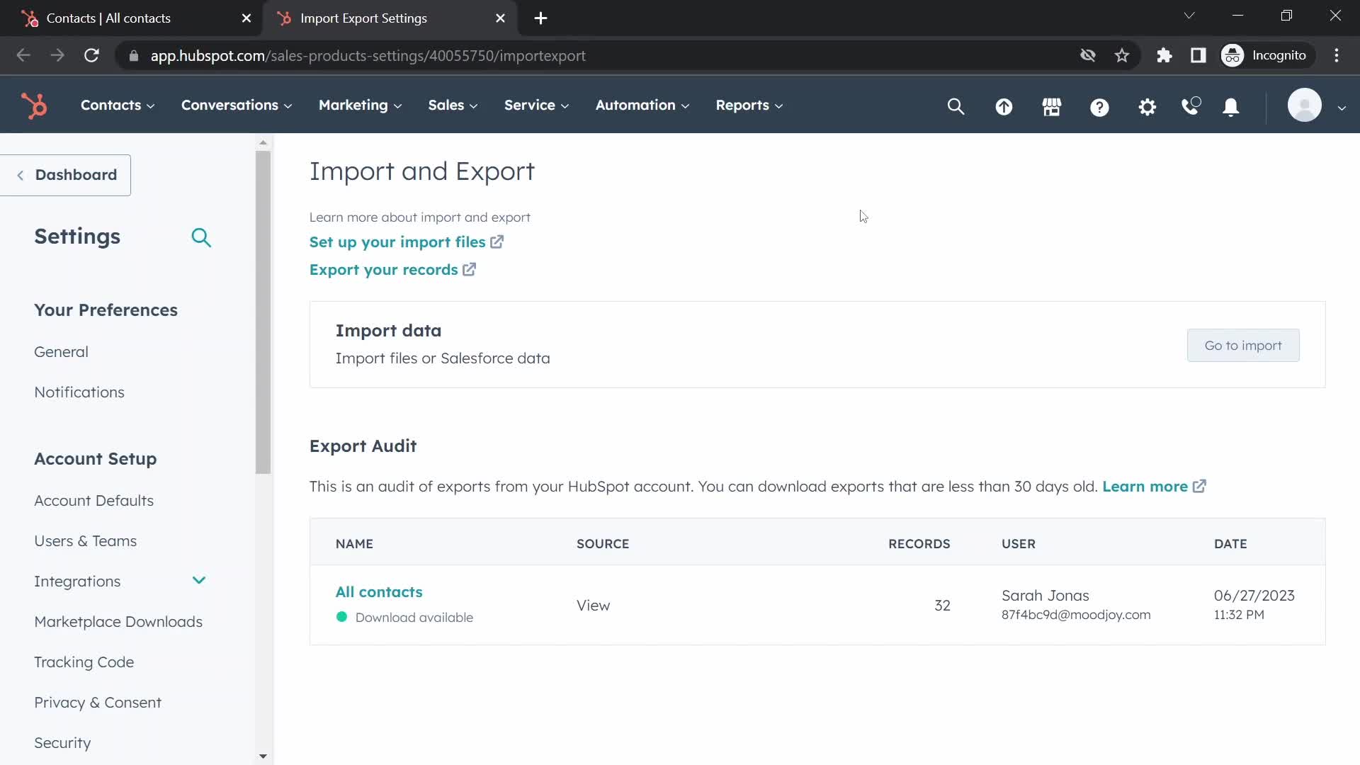 Exporting data on HubSpot CRM video thumbnail