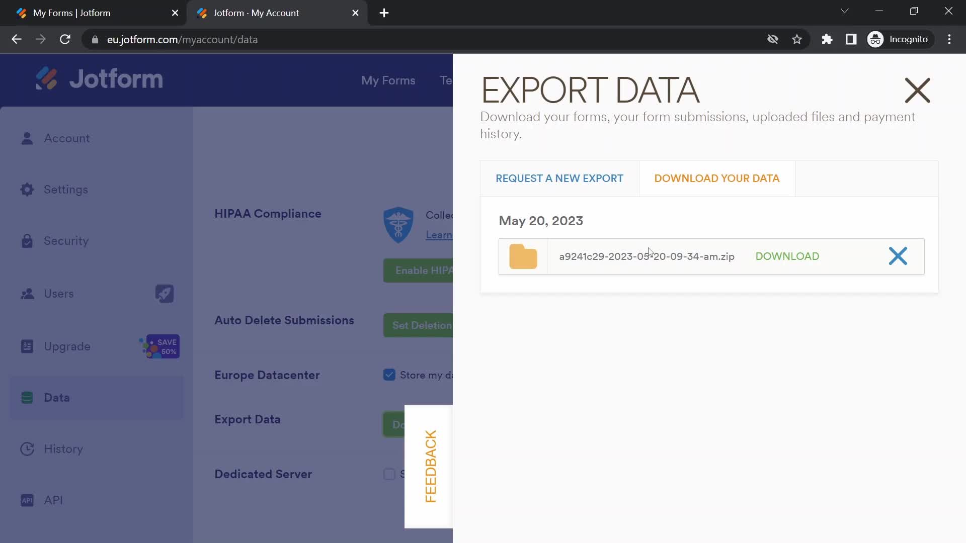 Exporting data on Jotform video thumbnail