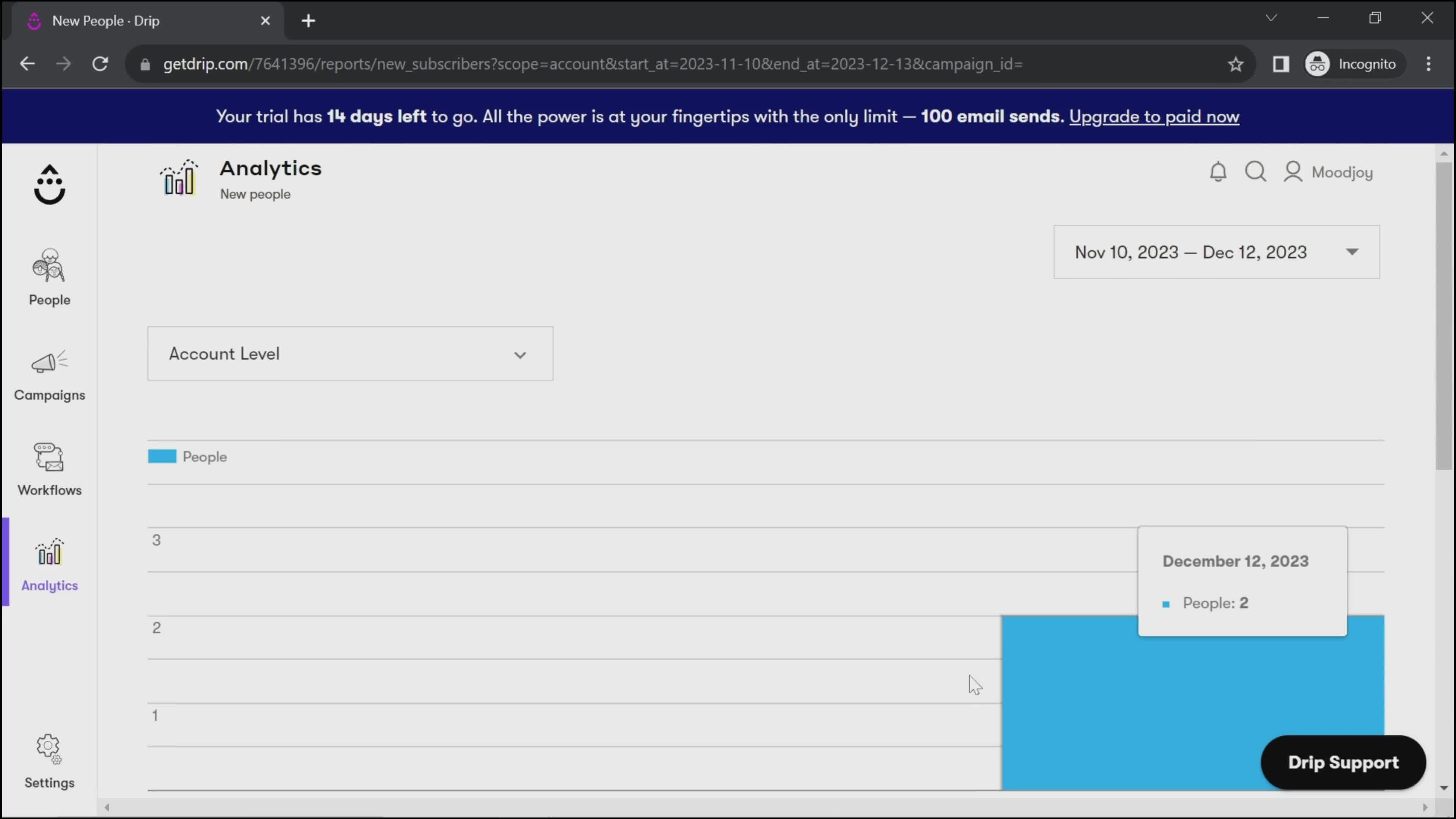 Exporting data screenshot