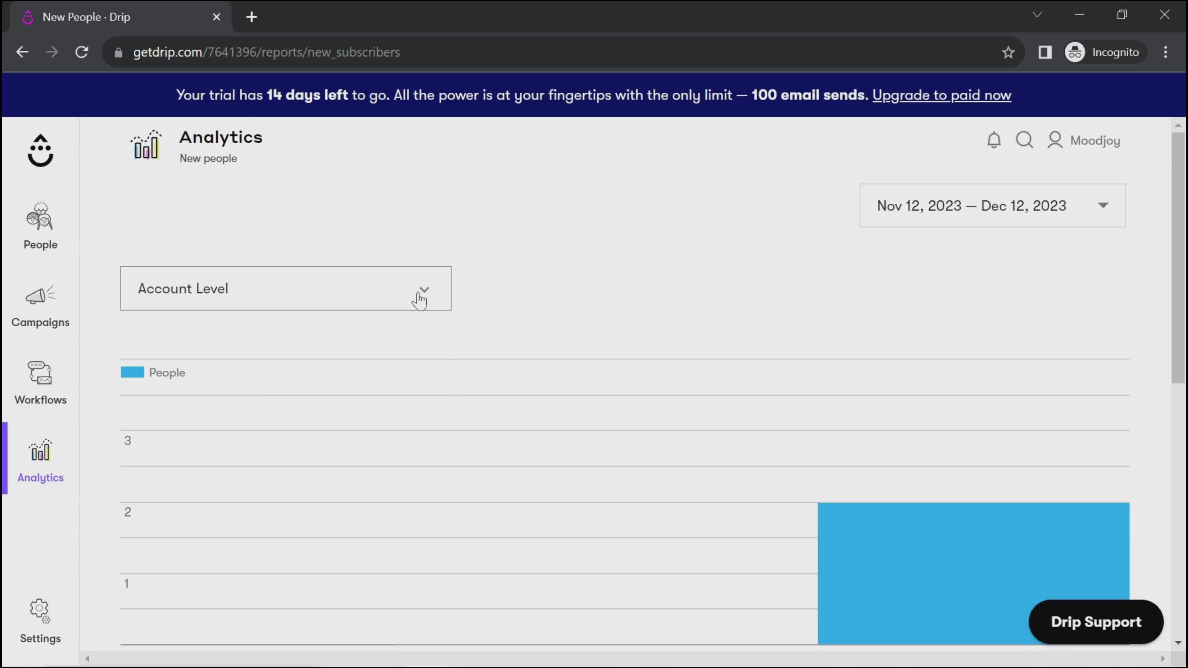 Exporting data screenshot