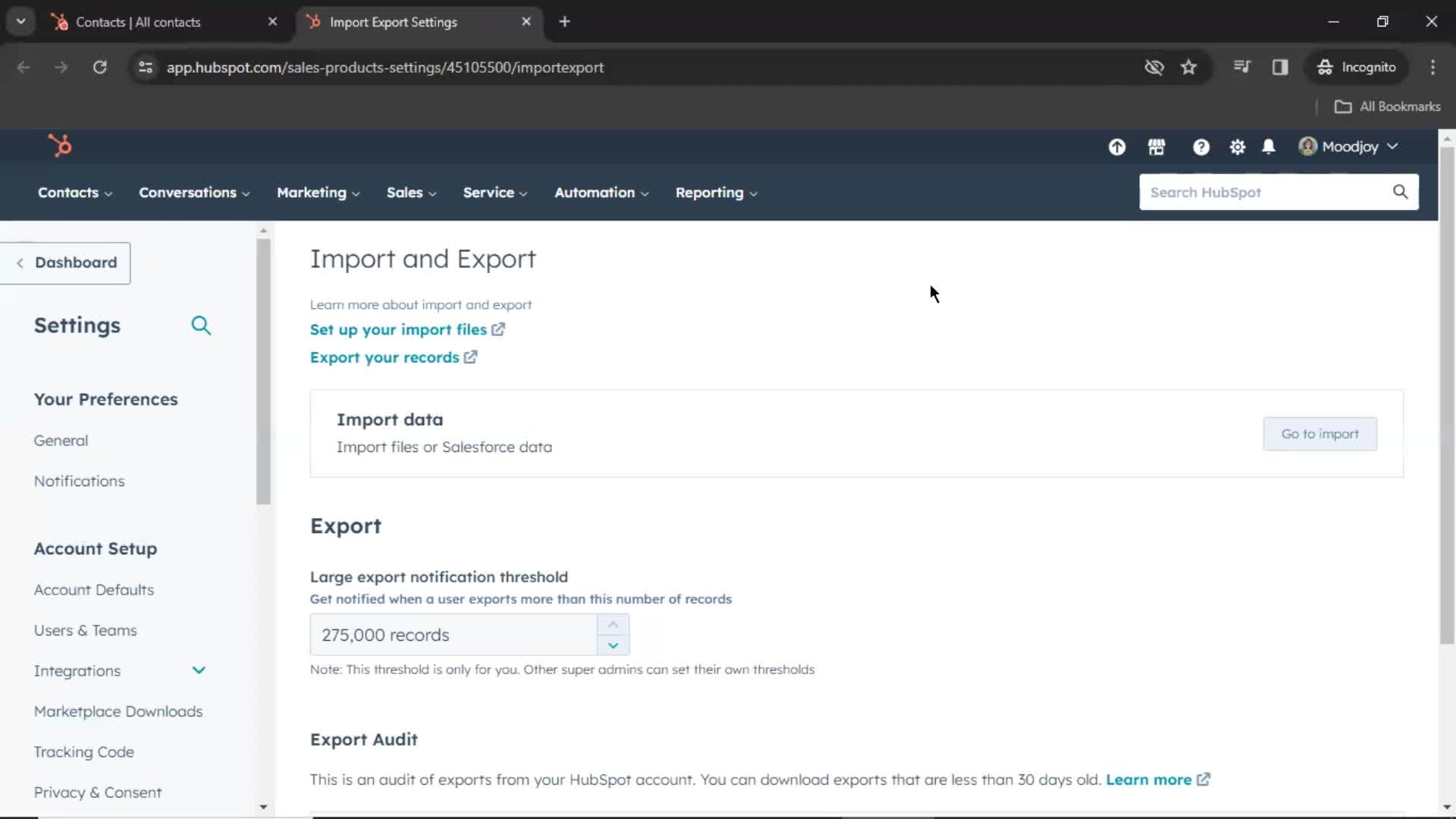 Exporting data on HubSpot CRM video thumbnail