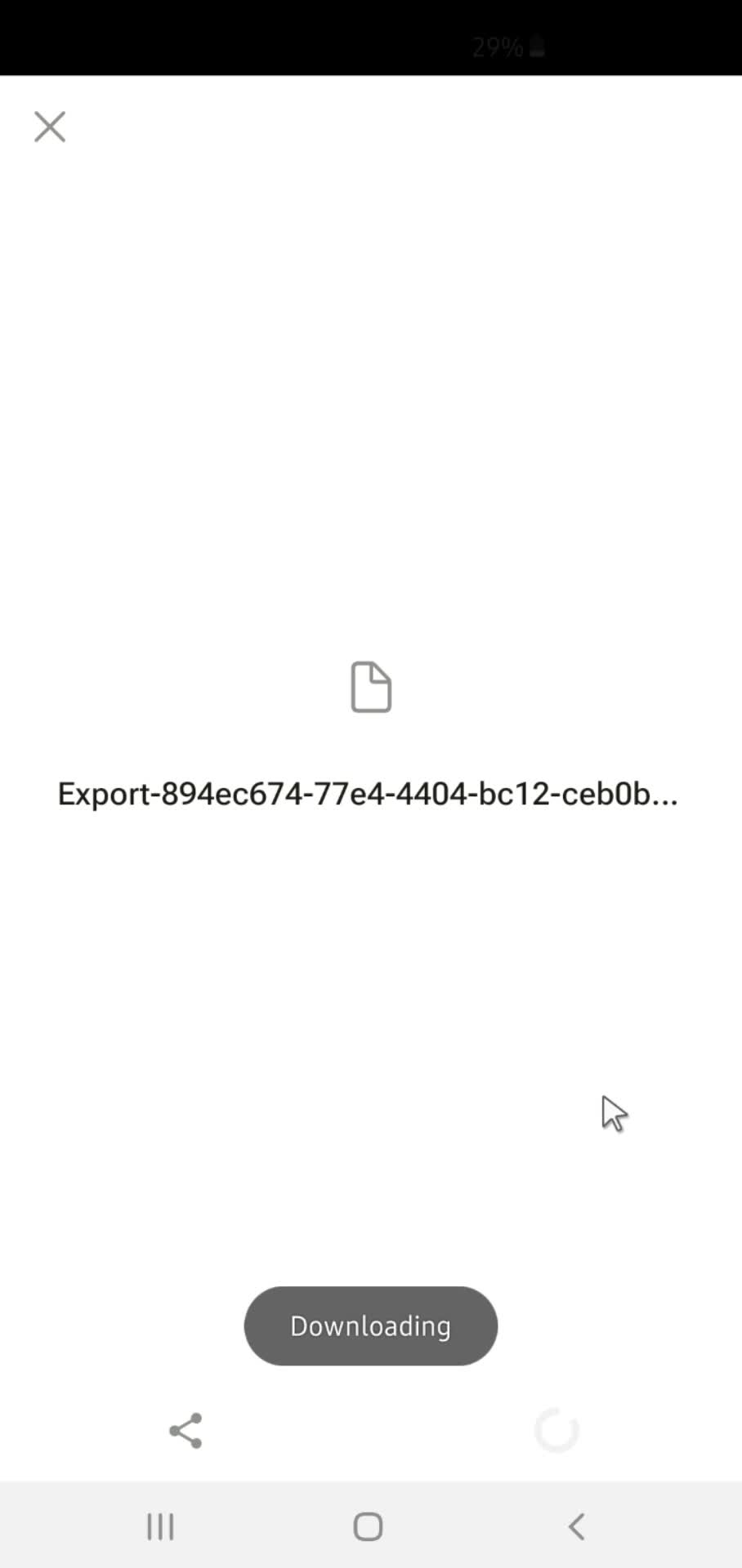 Exporting data screenshot