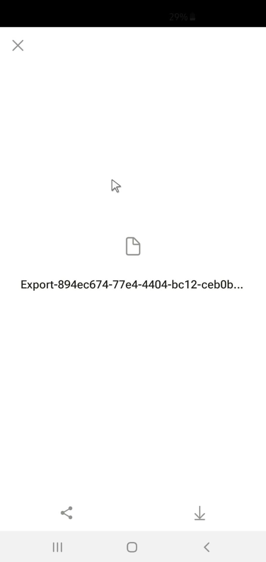 Exporting data screenshot