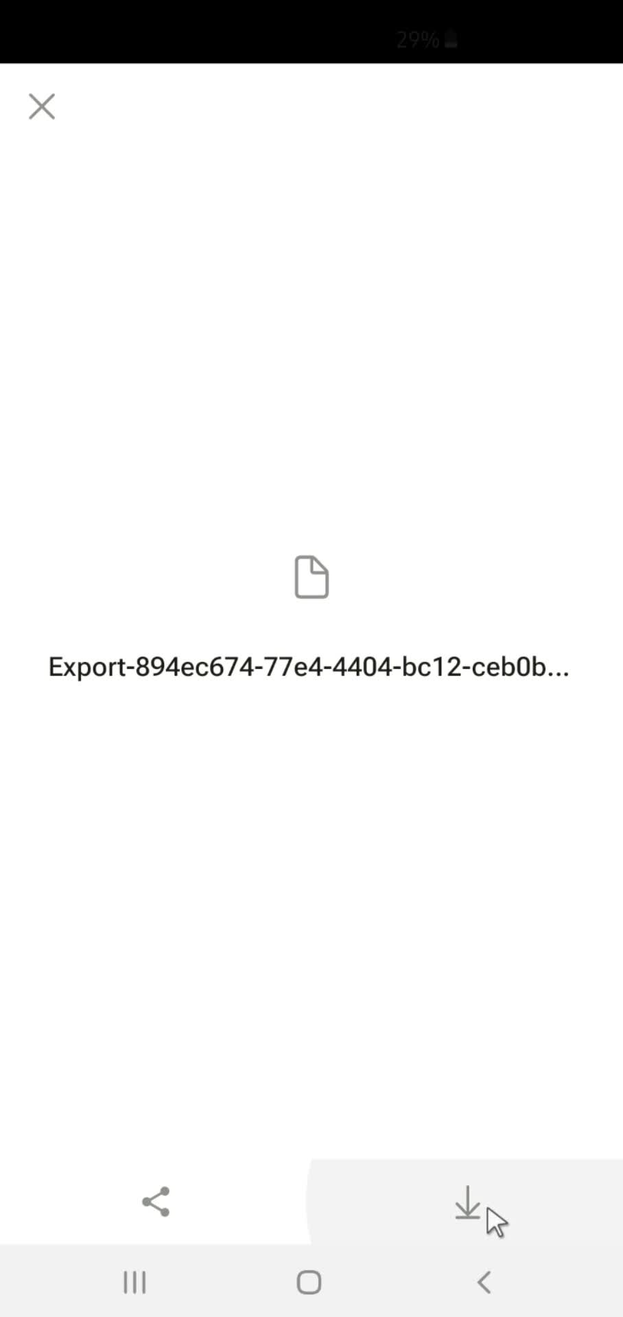 Exporting data screenshot