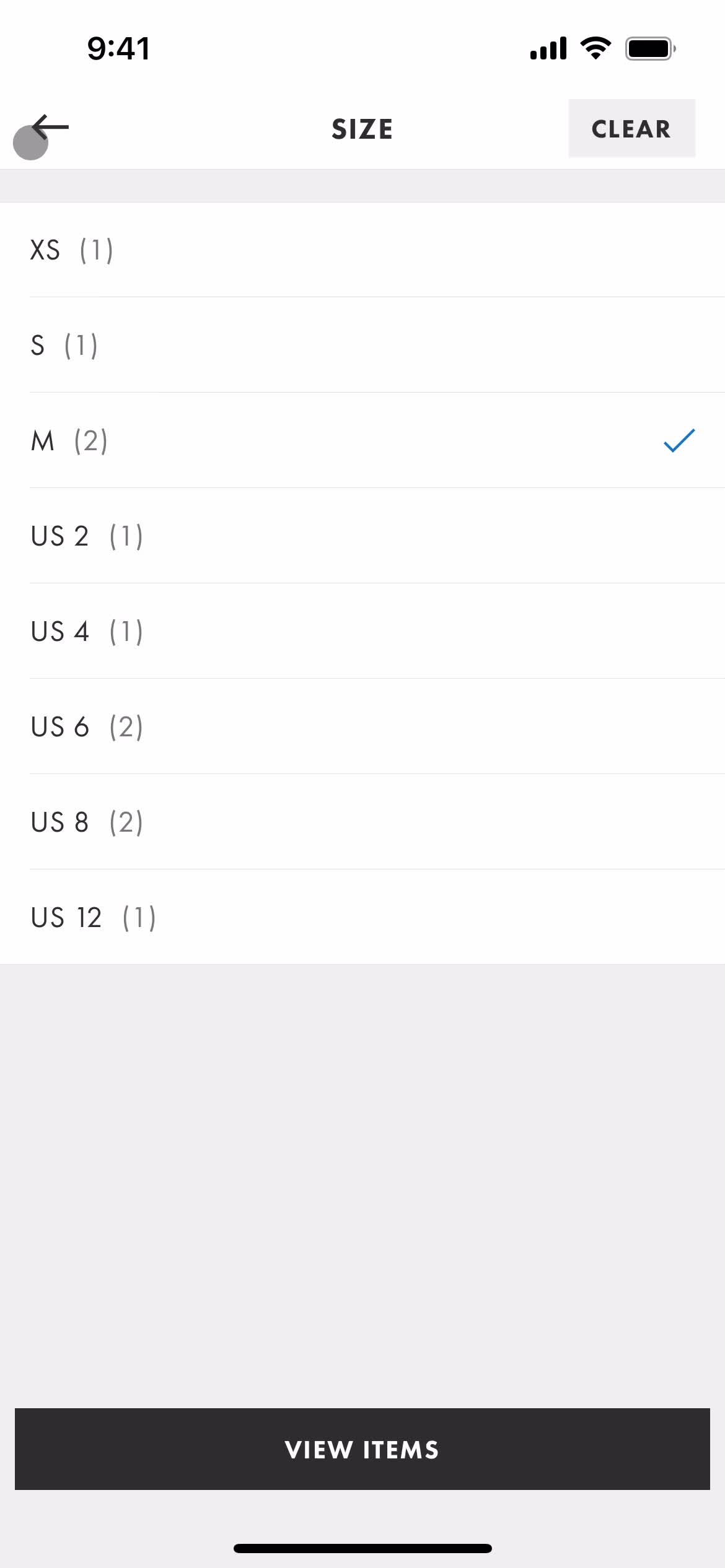 Filtering and sorting screenshot
