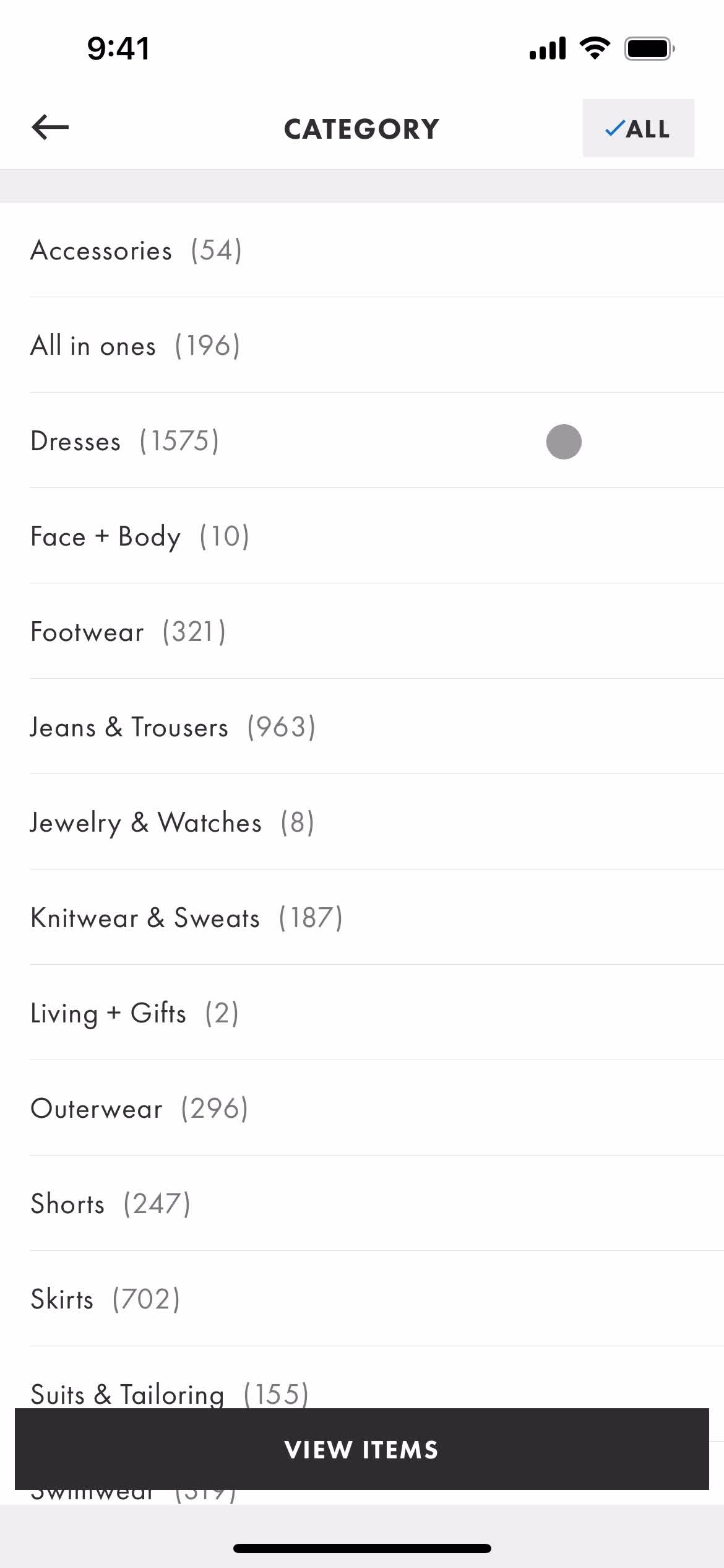 Filtering and sorting screenshot