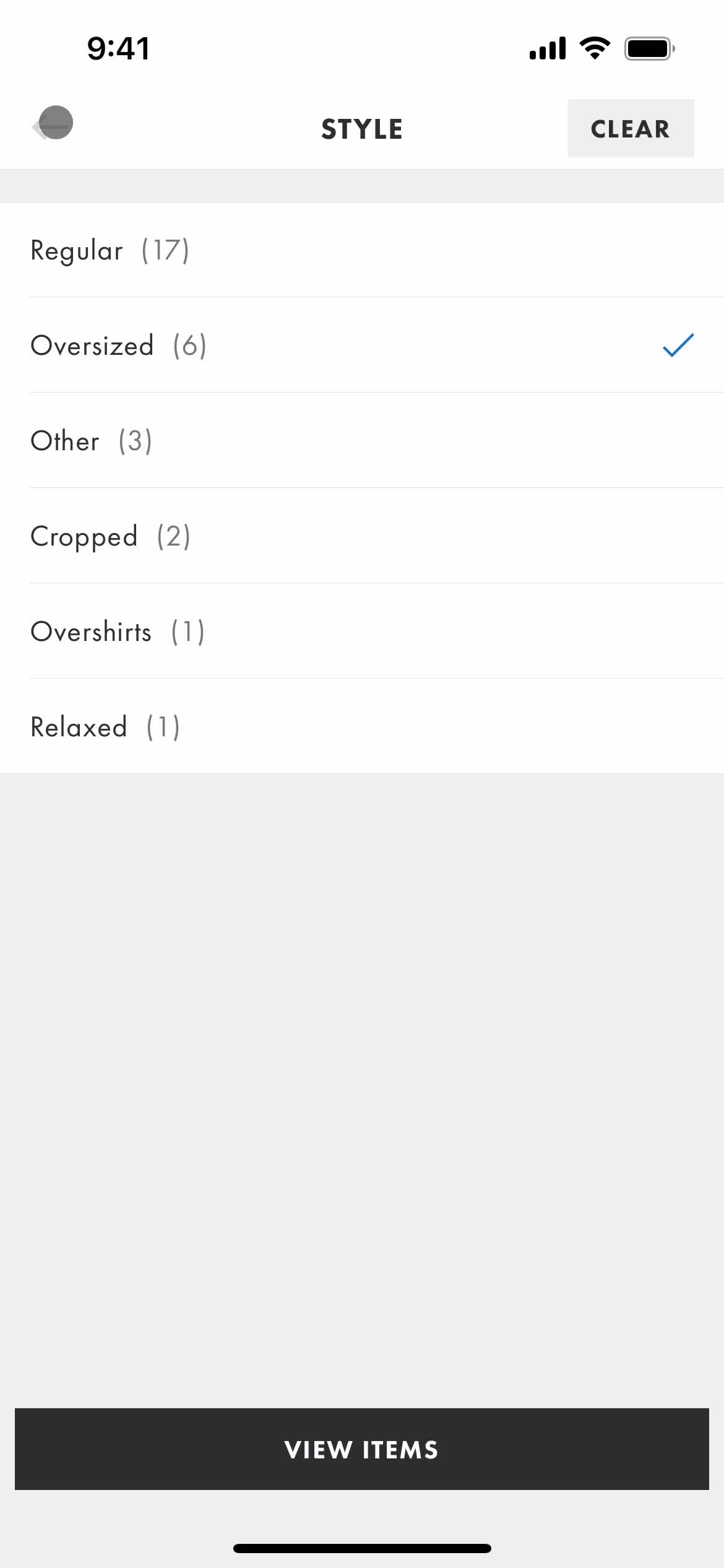 Filtering and sorting screenshot