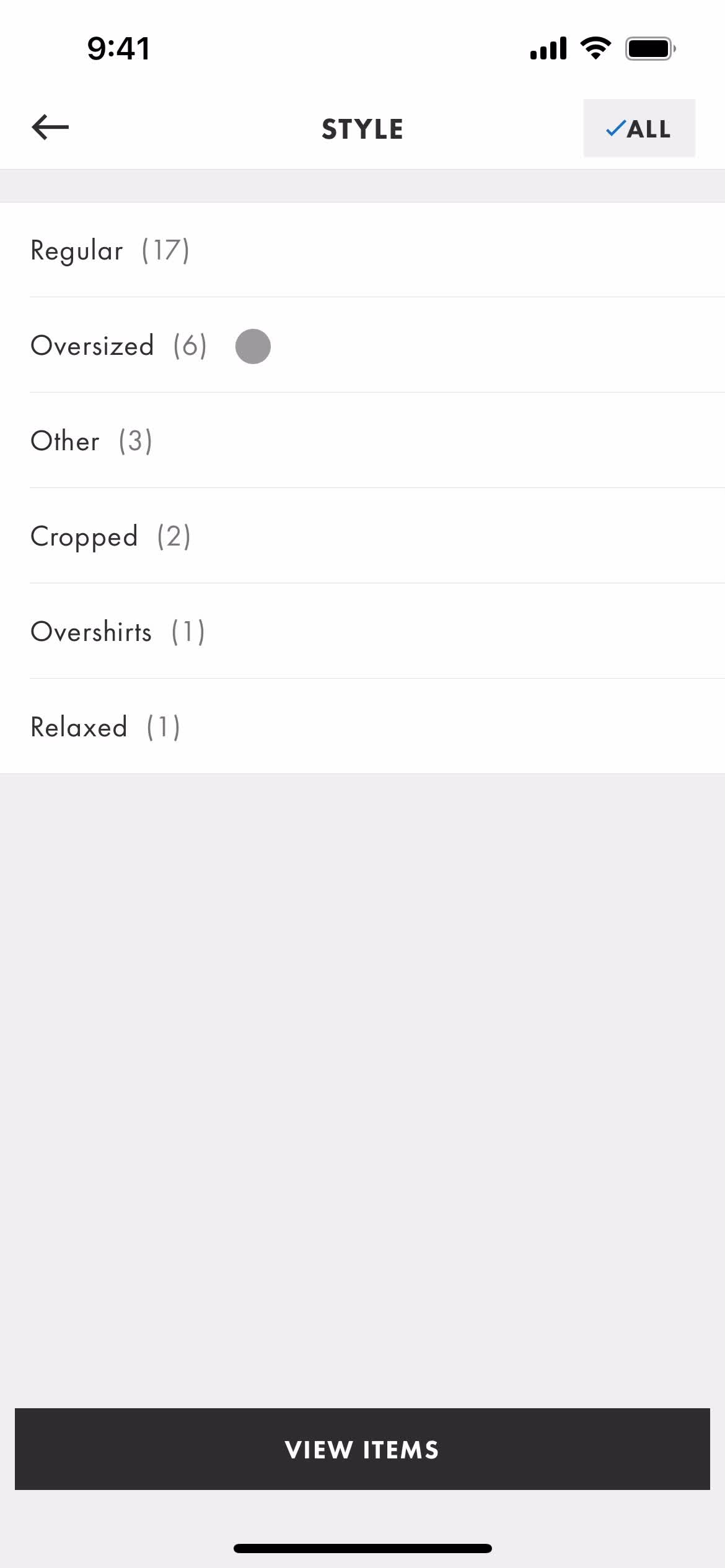 Filtering and sorting screenshot