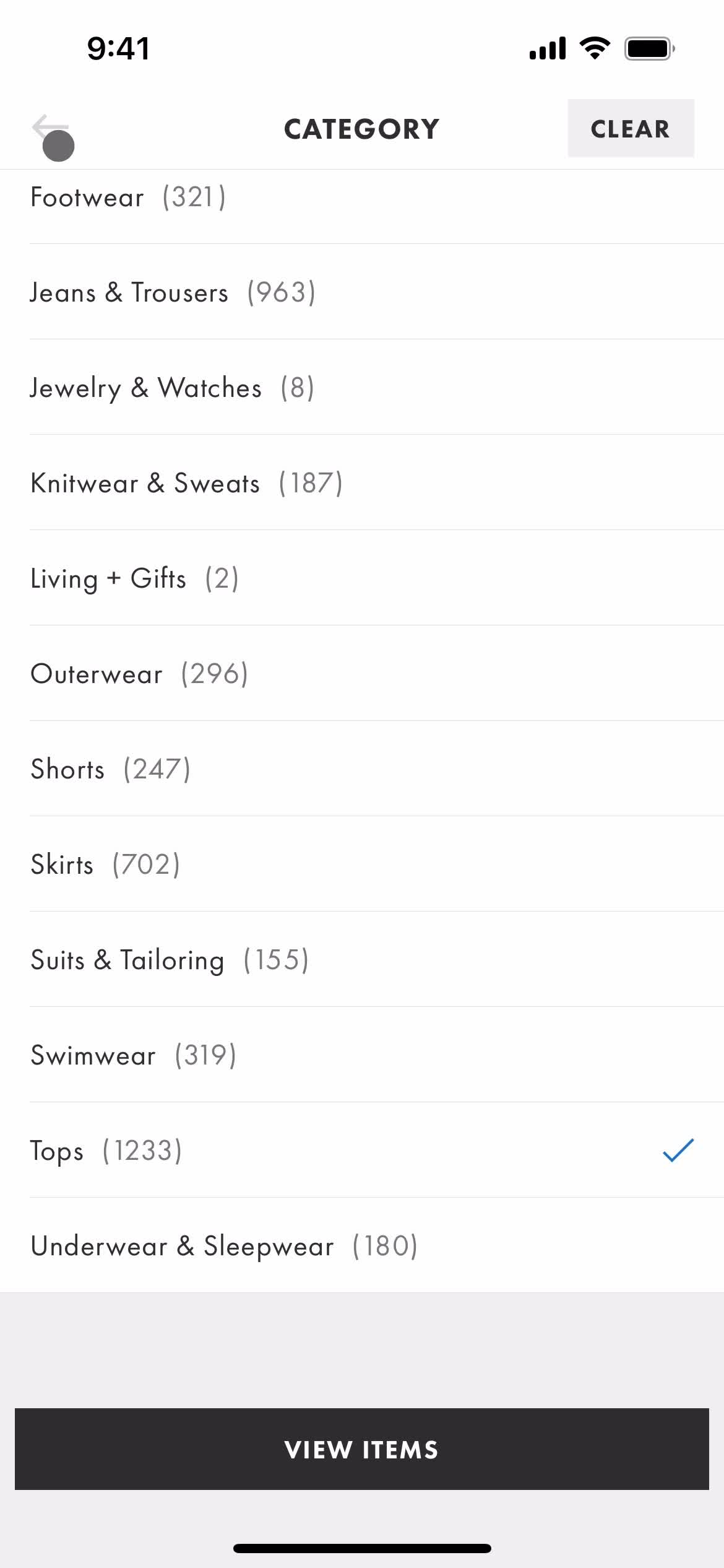 Filtering and sorting screenshot