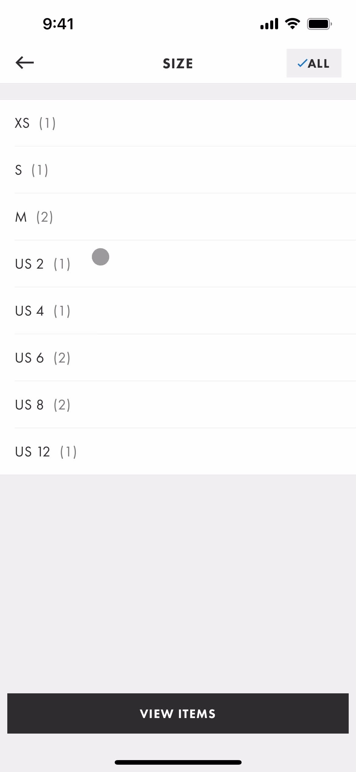 Filtering and sorting screenshot