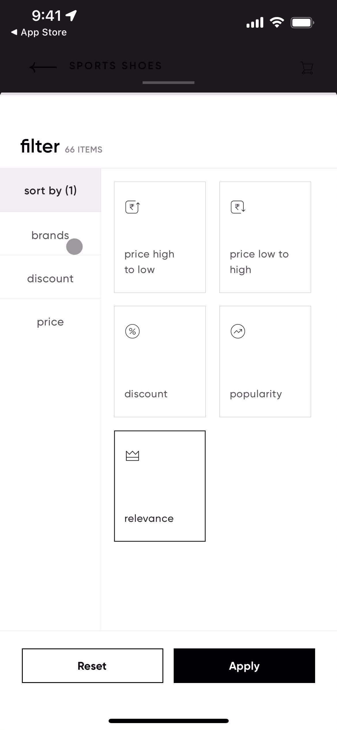 Filtering and sorting screenshot