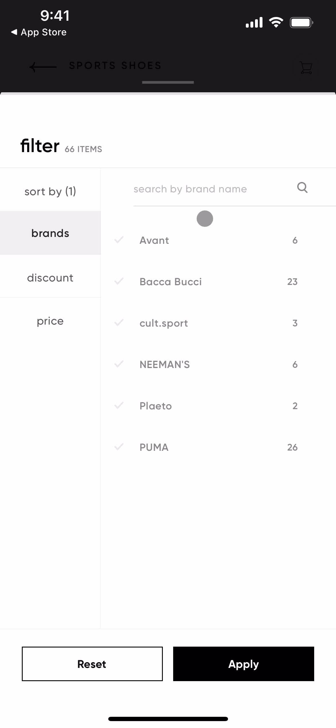 Filtering and sorting screenshot