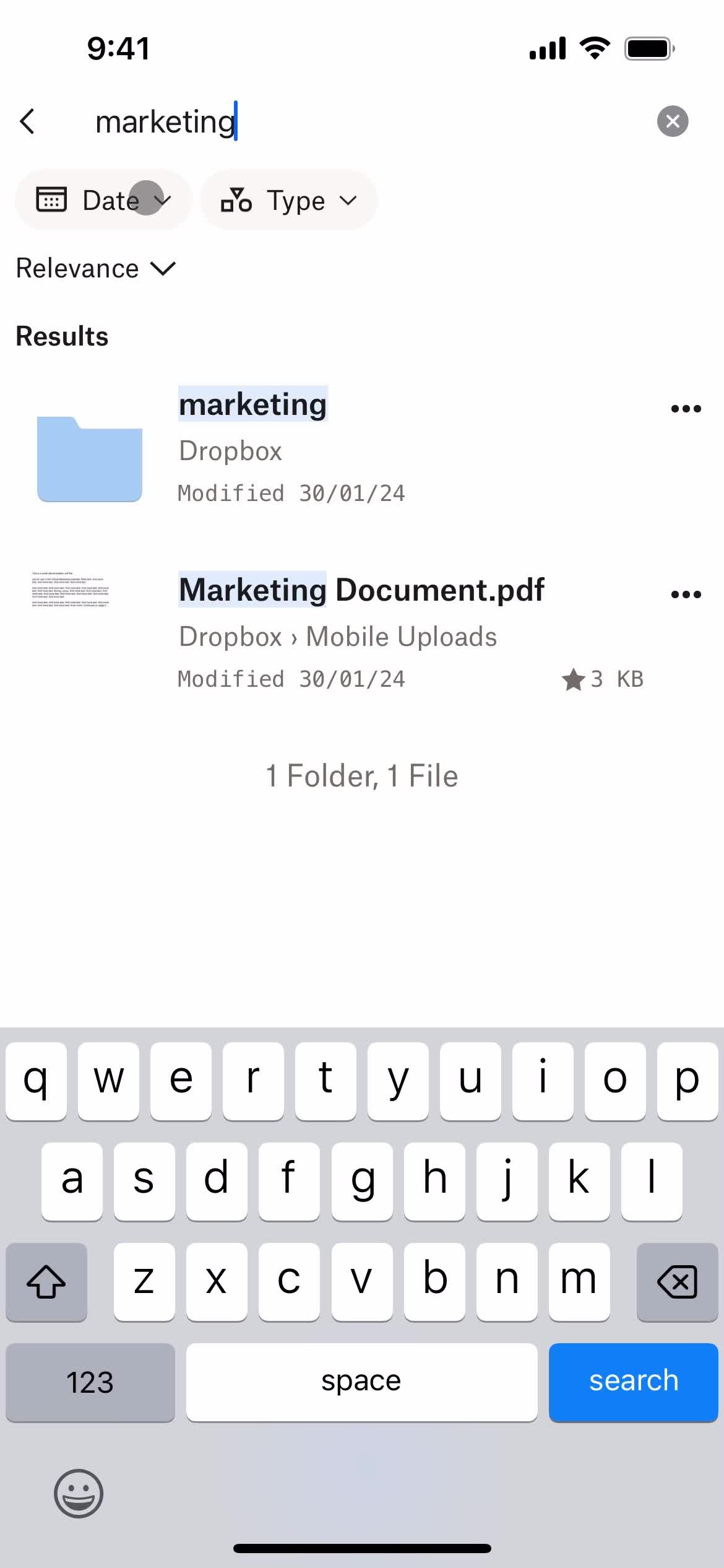 Filtering screenshot