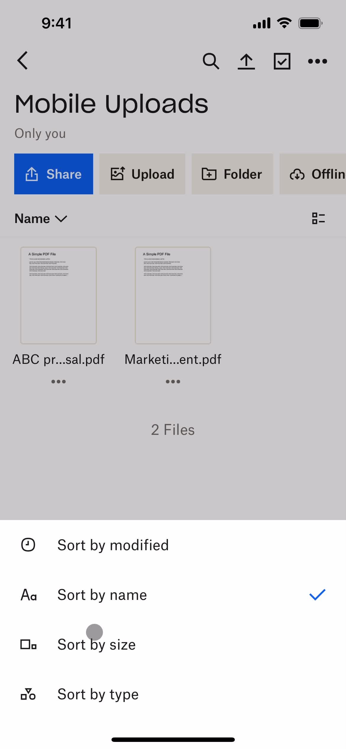 Filtering screenshot