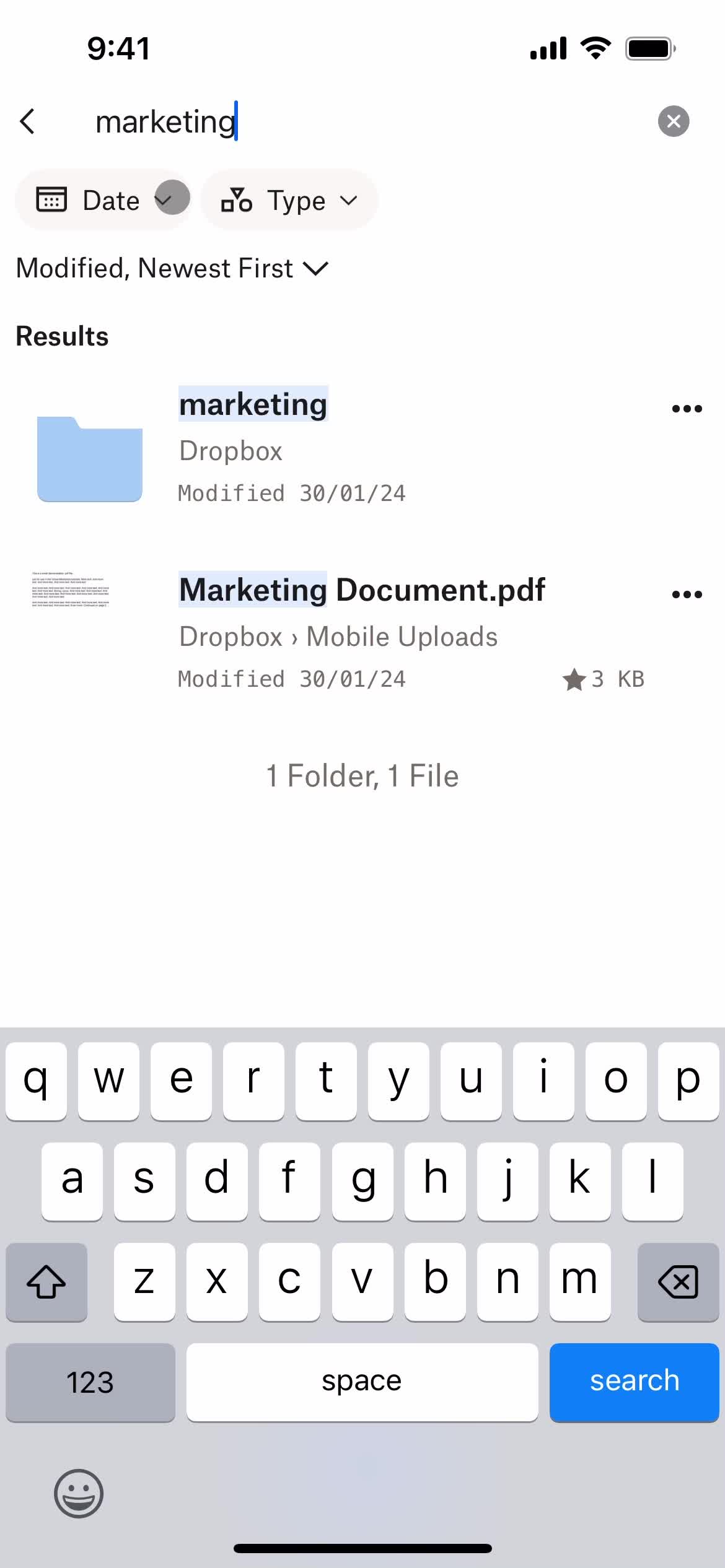 Filtering screenshot