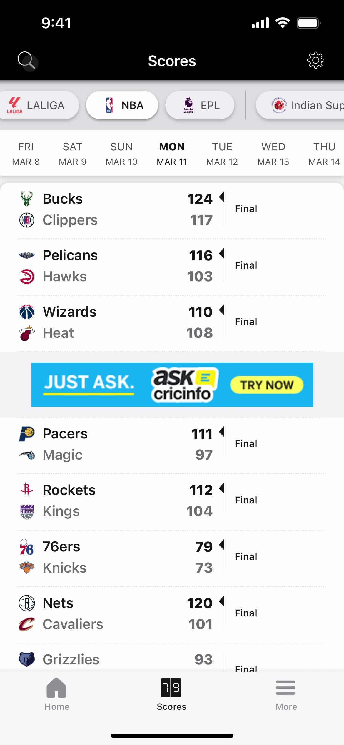 Filtering and sorting on ESPN video thumbnail