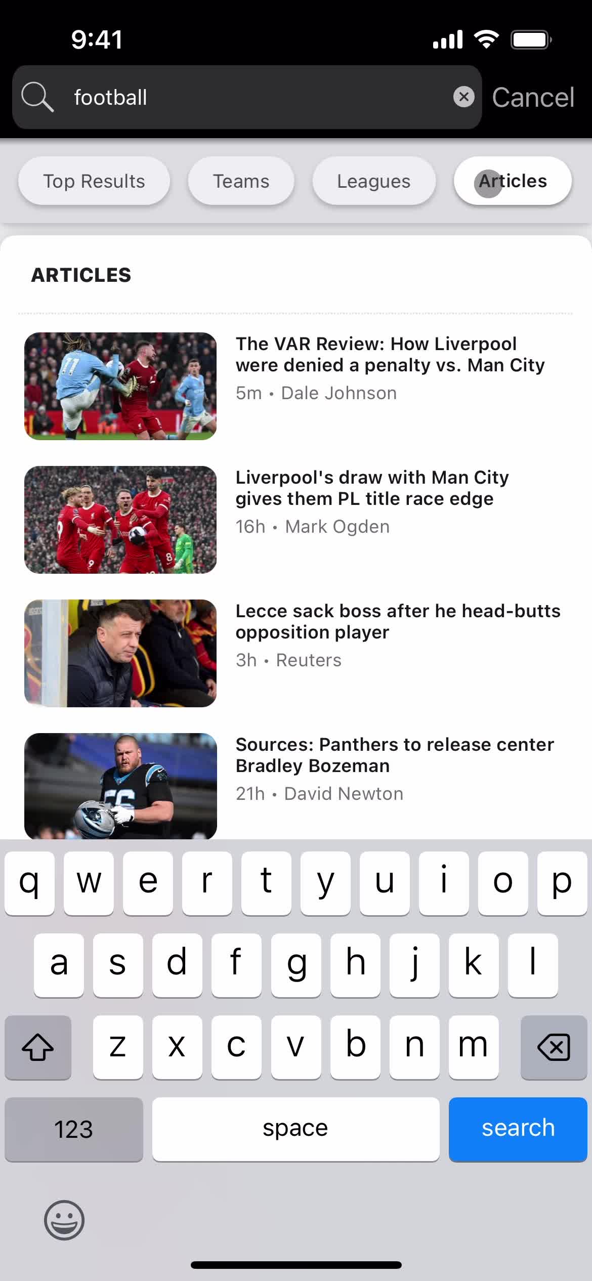 Filtering and sorting on ESPN video thumbnail