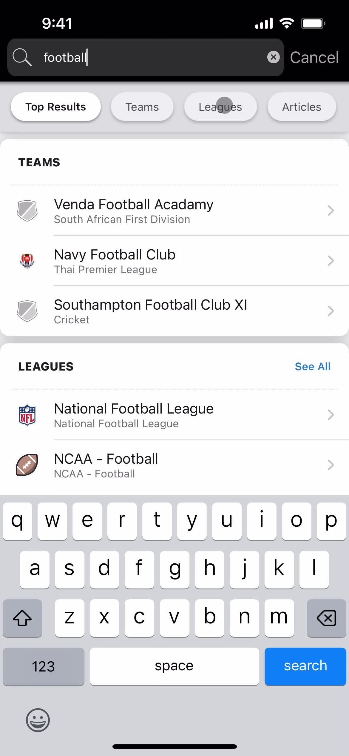 Filtering and sorting on ESPN video thumbnail