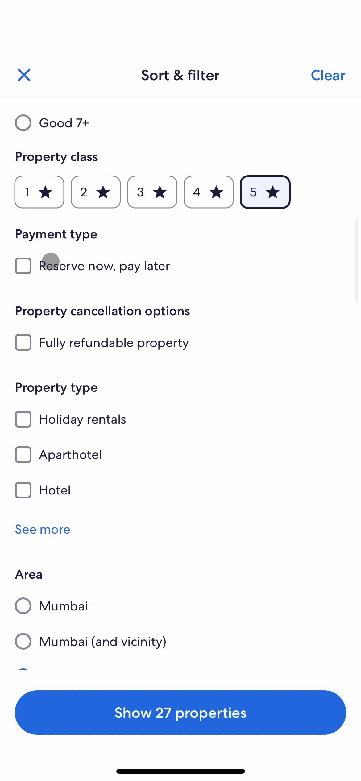 Filtering and sorting screenshot