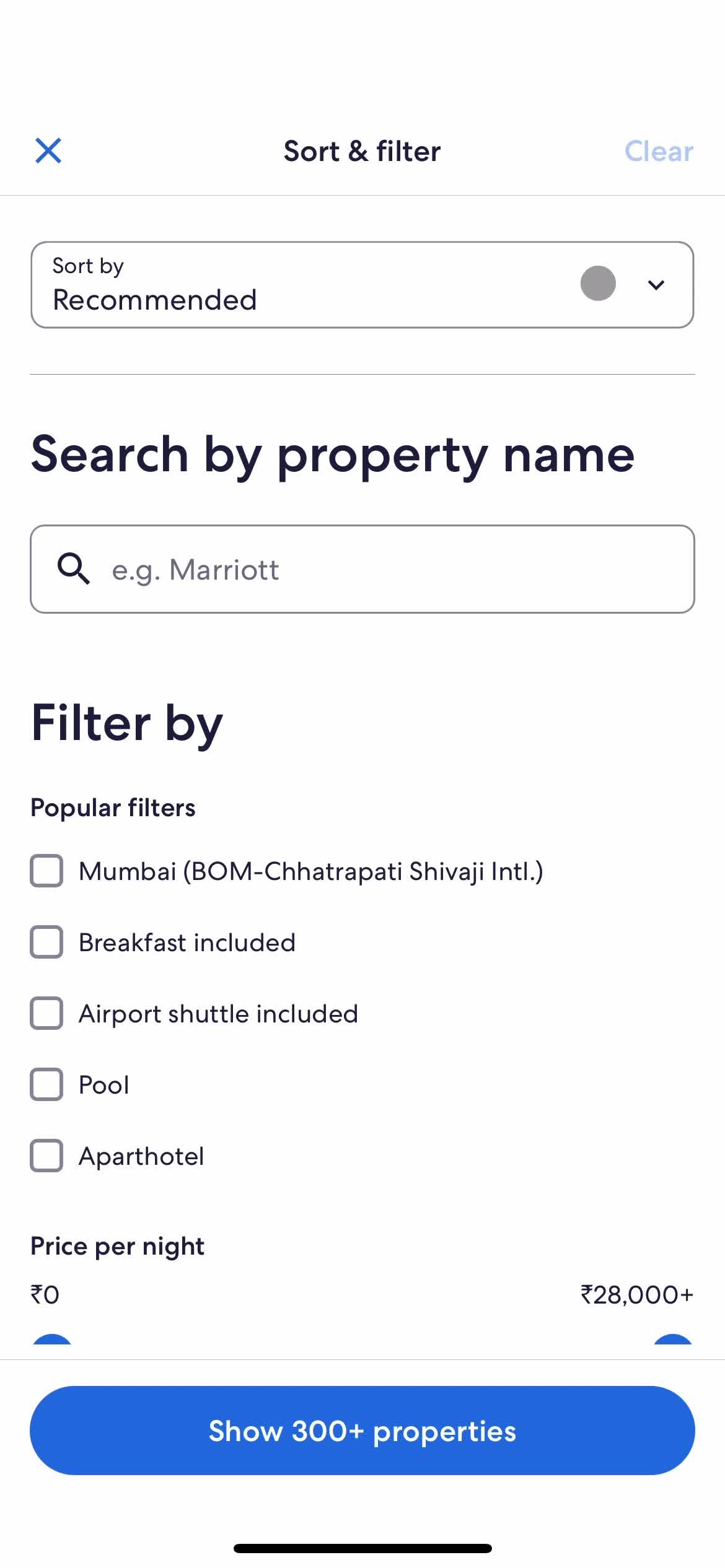 Filtering and sorting screenshot