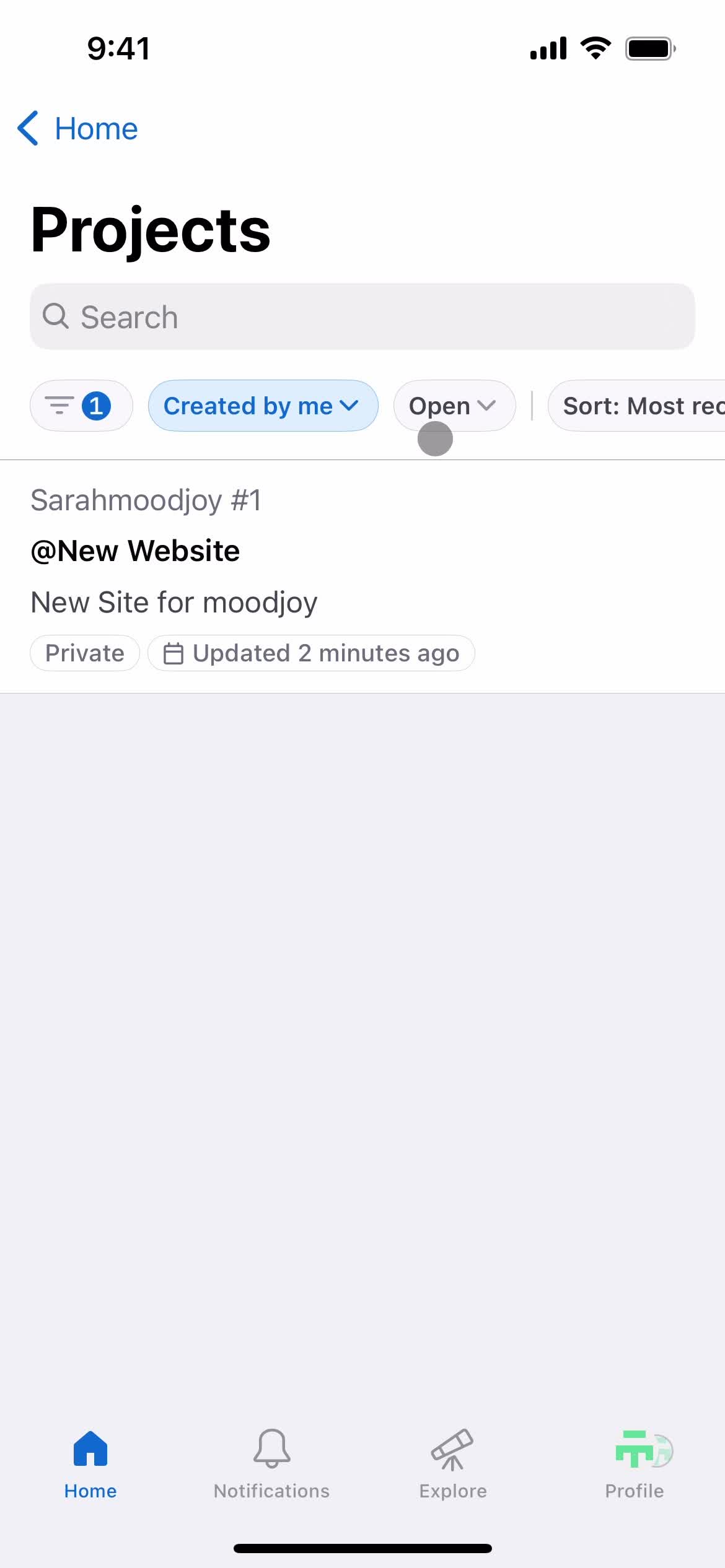 Filtering and sorting screenshot