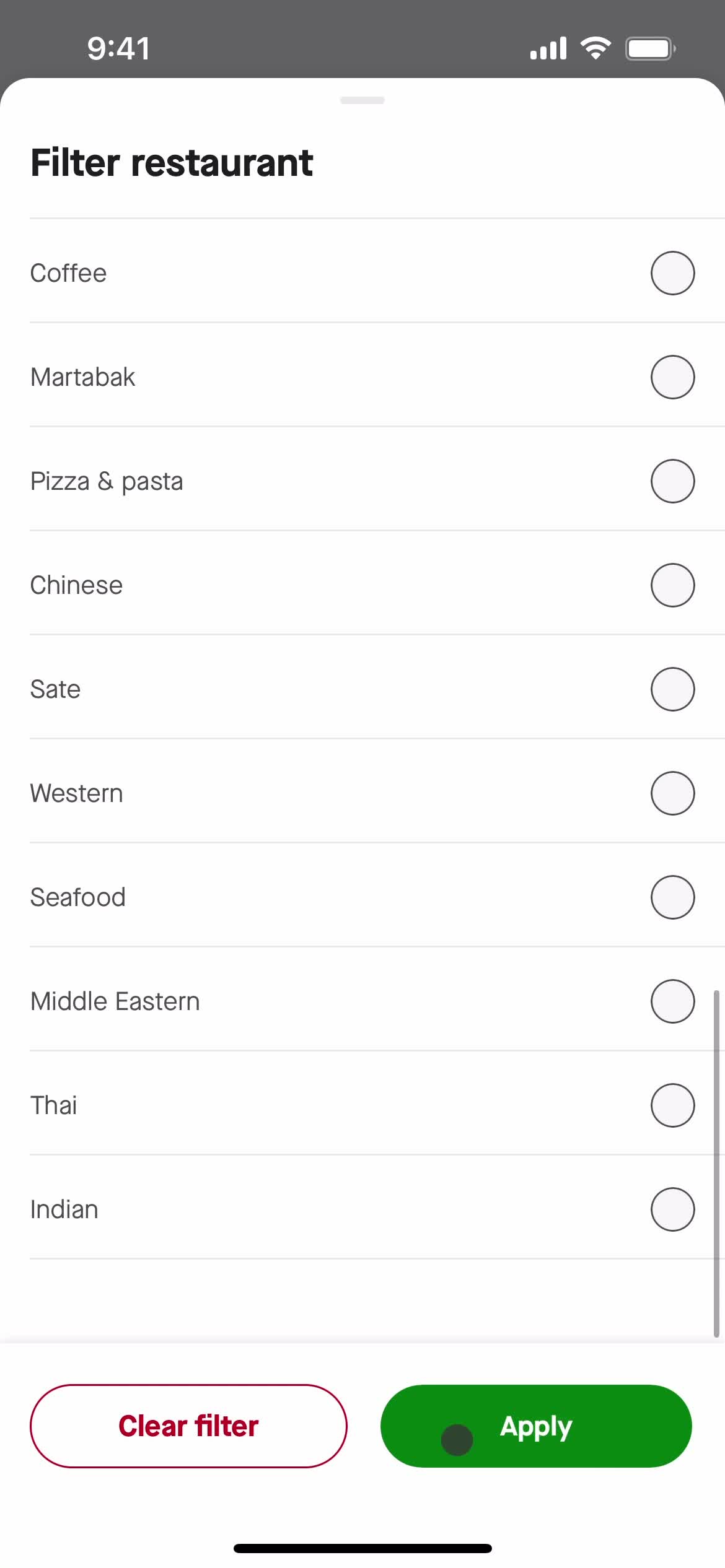 Filtering and sorting screenshot